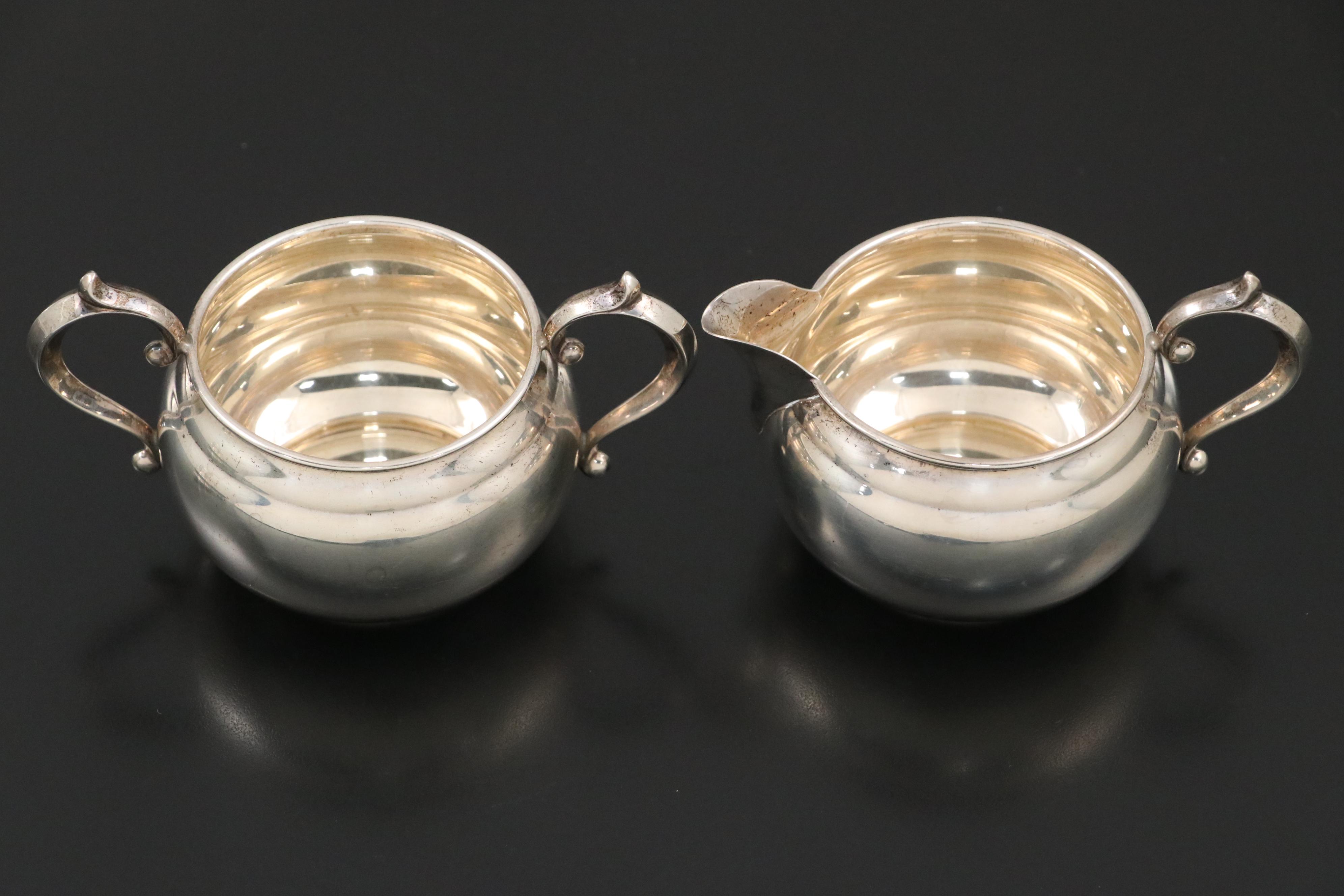Gorham Sterling Silver Creamer and Sugar Set with More Sterling Silver Tableware