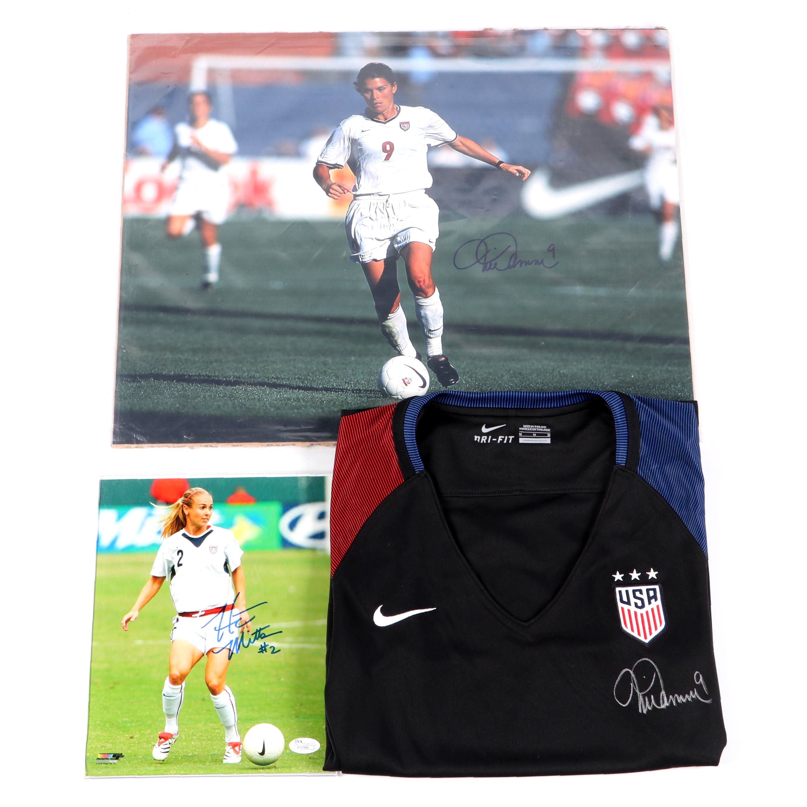 Mia Hamm Signed Jersey with Heather Mitts Signed Print and More