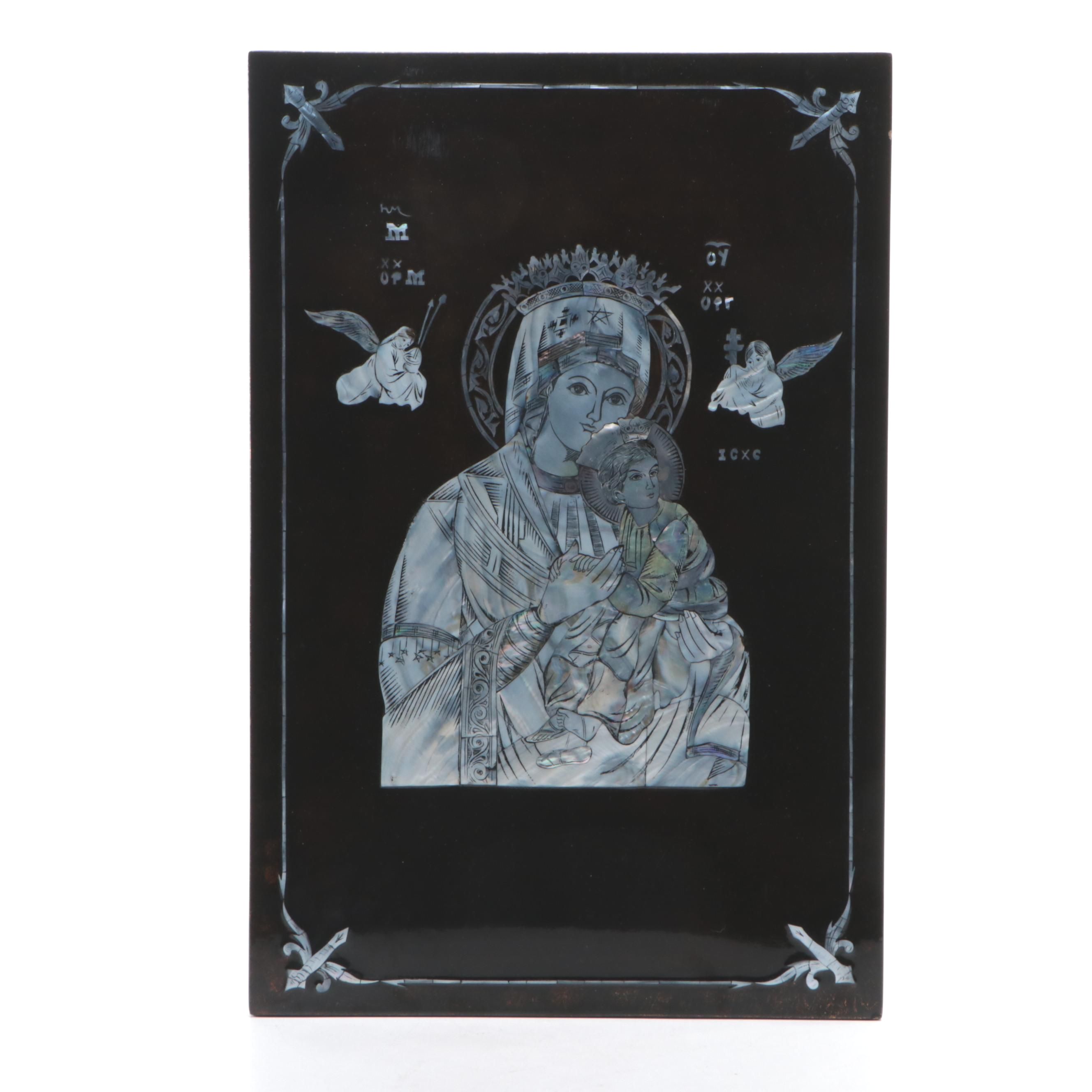 Lacquerware Wall Plaque with Mother-of-Pearl Inlay