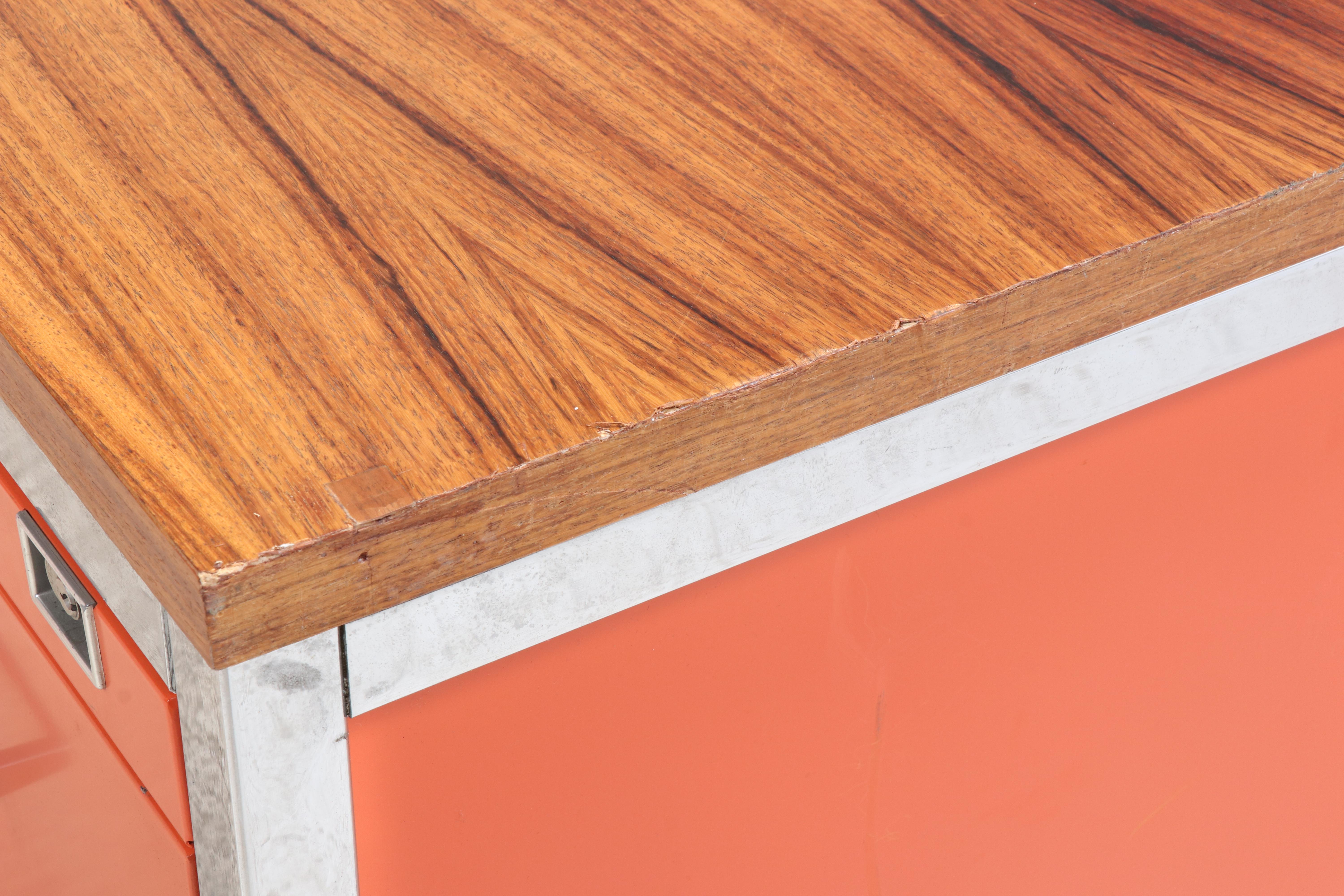 Mauser German Mid Century Modern Wood Top L-Shaped Desk, 1960s