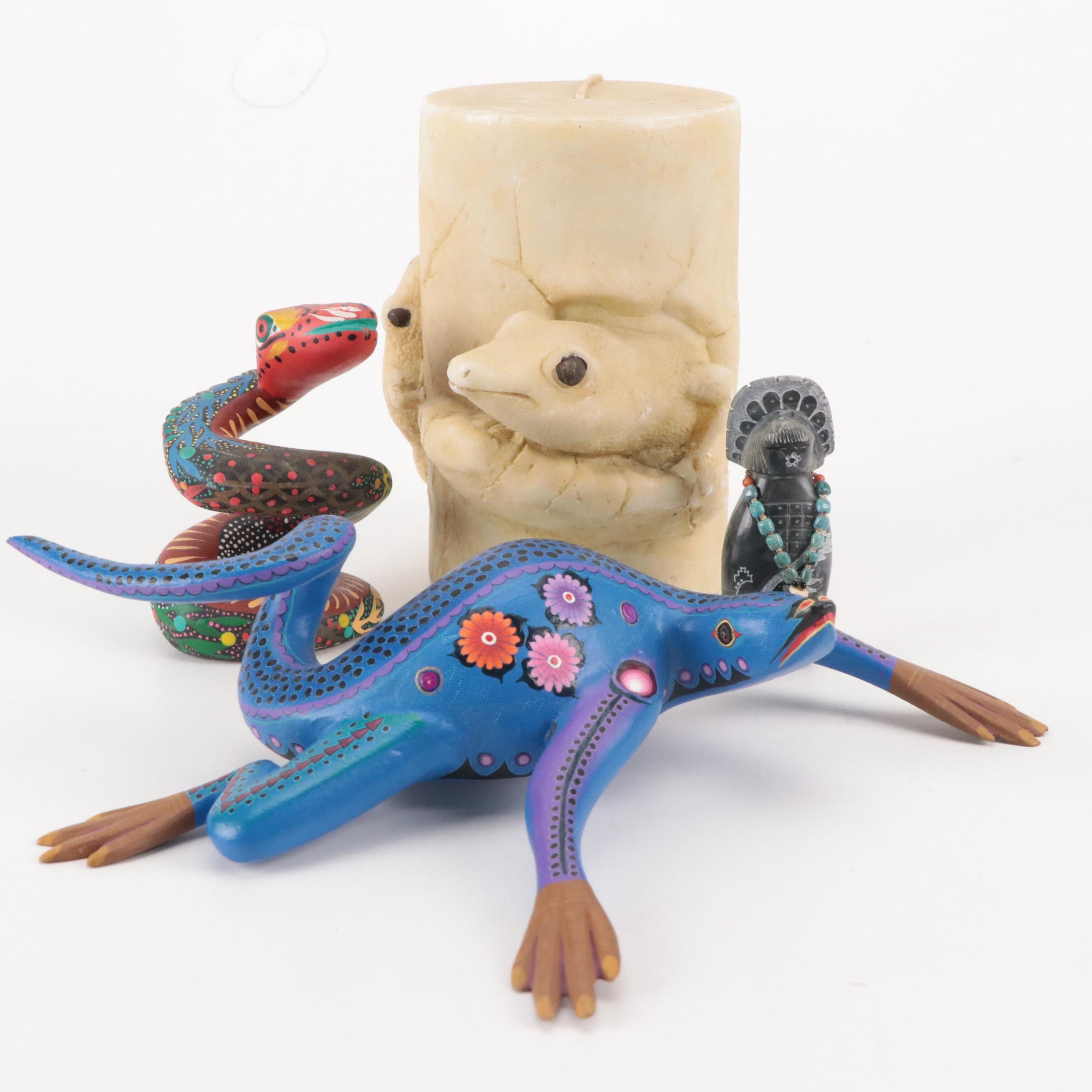 Mexican Oaxacan Handcrafted Papier-Mâché Figurines with Other Décor