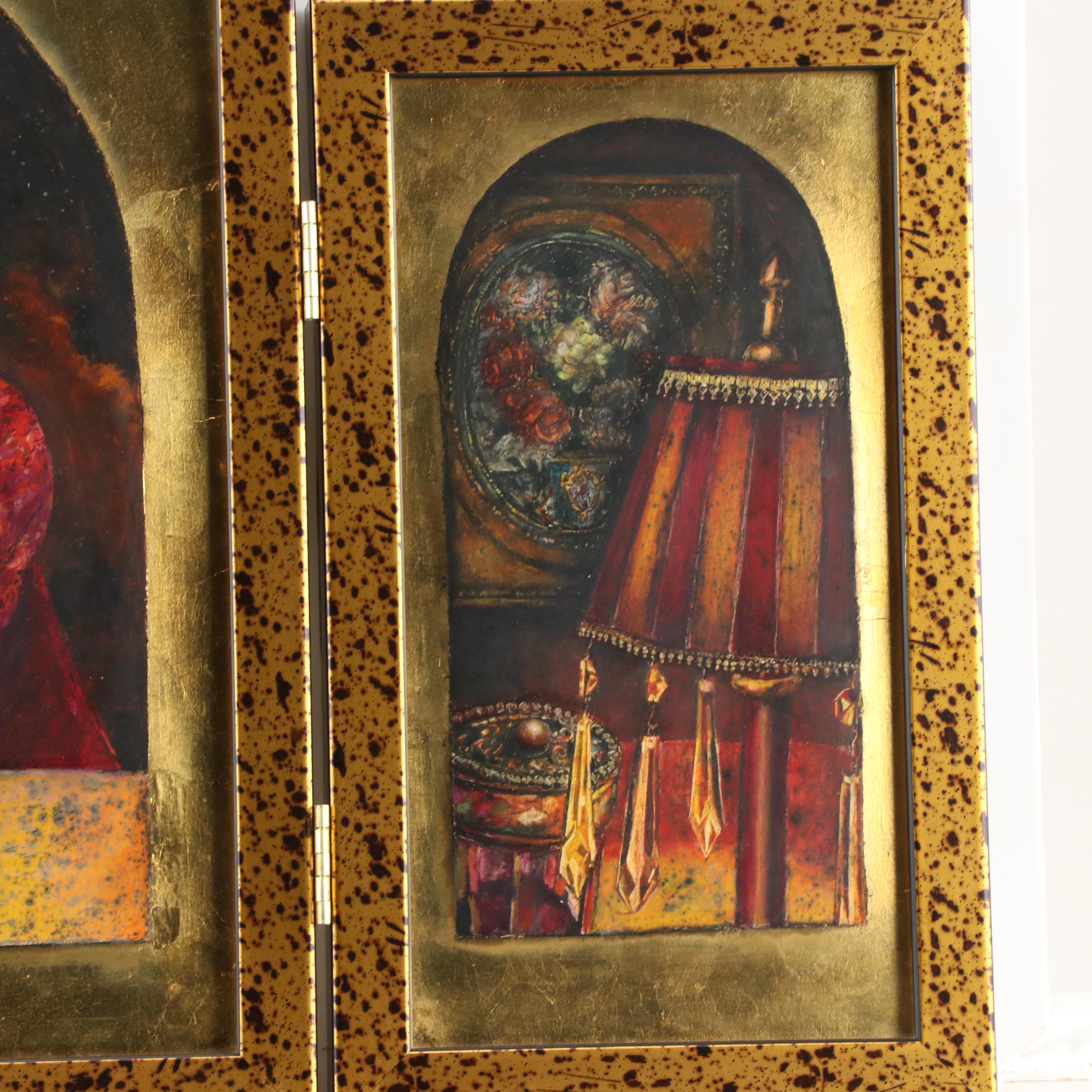 Margaret White Triptych Portrait Mixed Media Painting, 2001