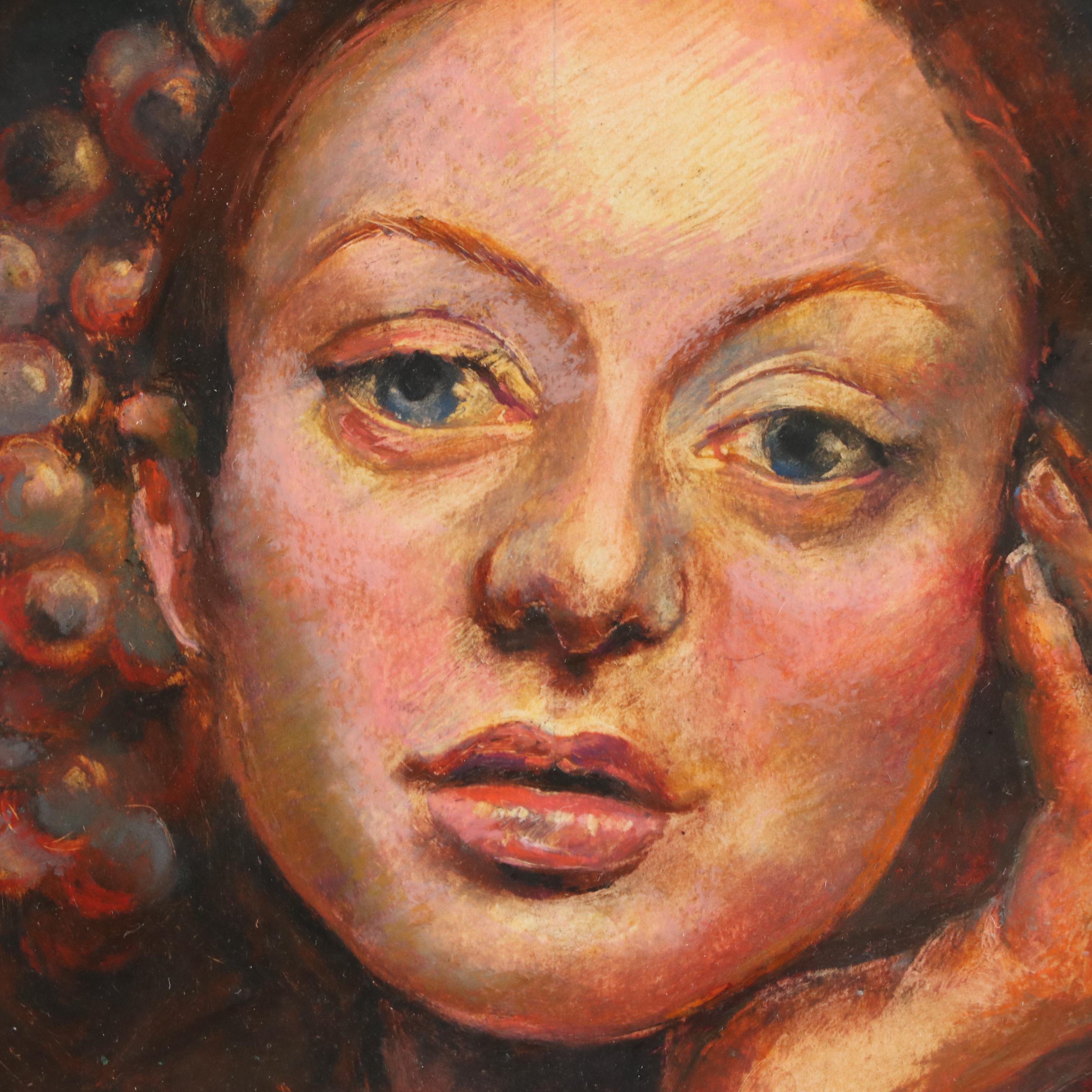 Margaret White Triptych Portrait Mixed Media Painting, 2001