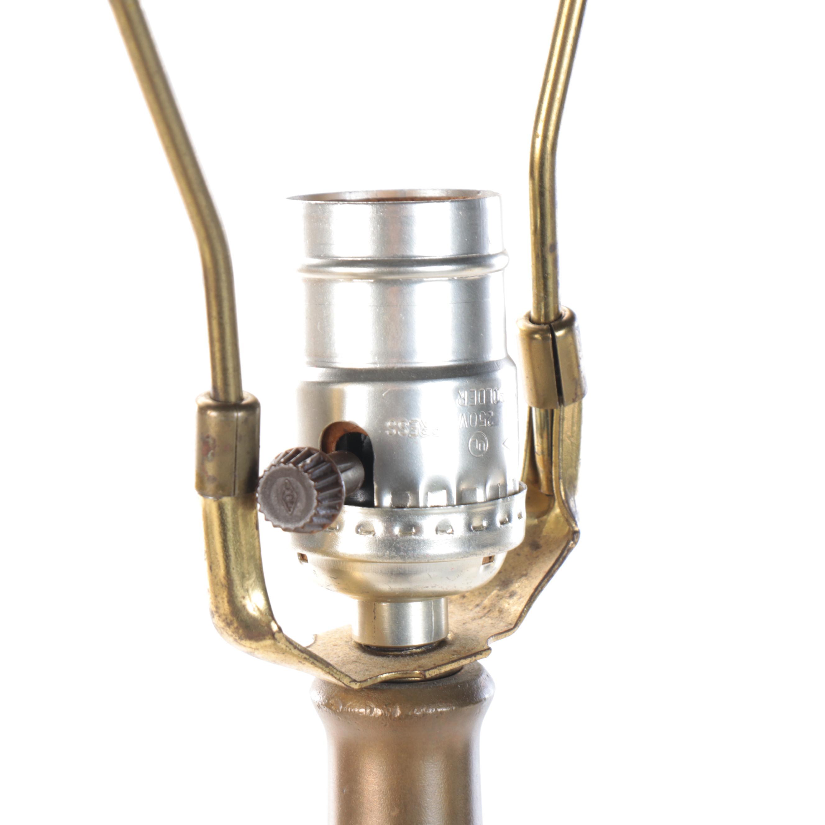 Brass Powhatan Fire Hose Nozzle Table Lamp With Pleated Shade