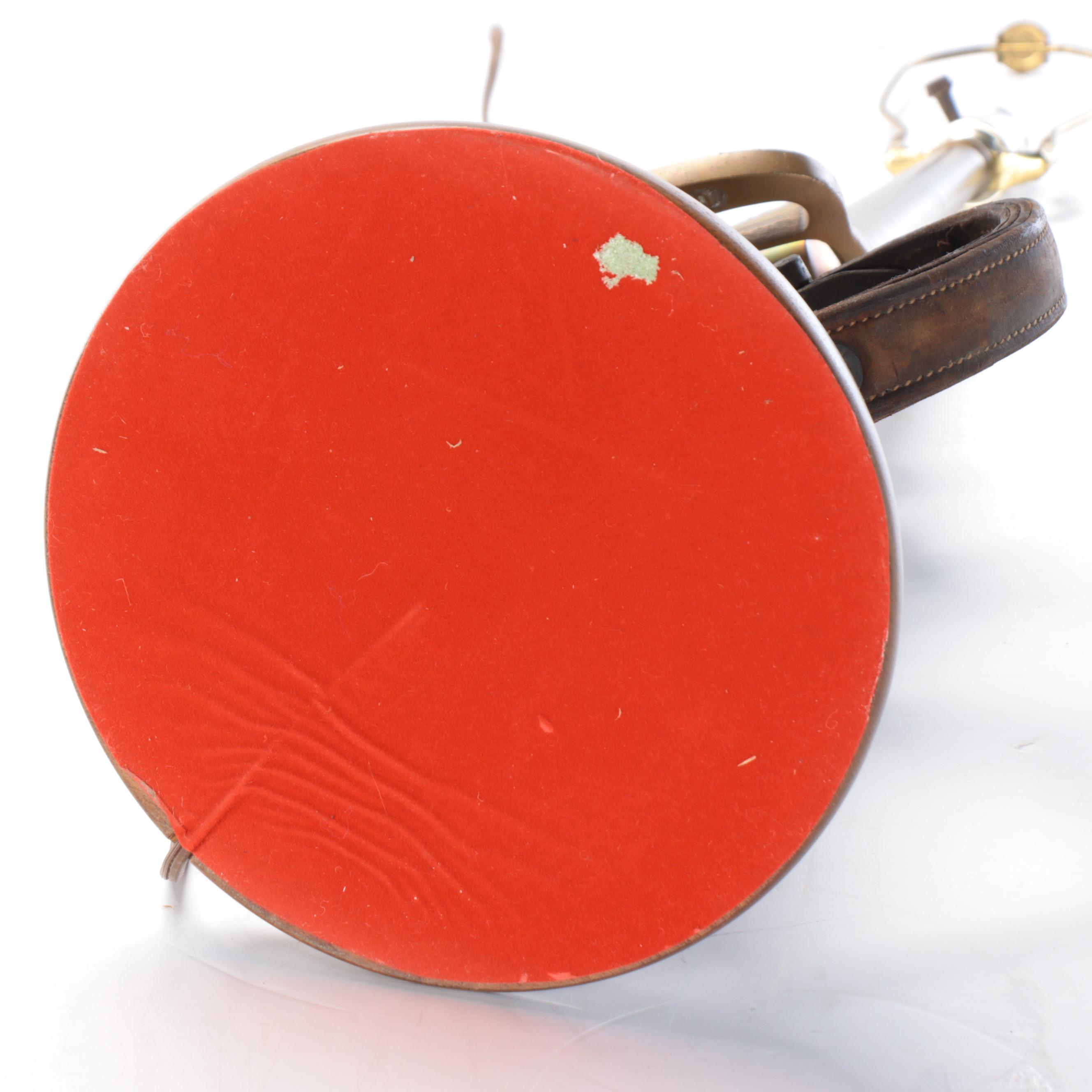 Brass Powhatan Fire Hose Nozzle Table Lamp With Pleated Shade