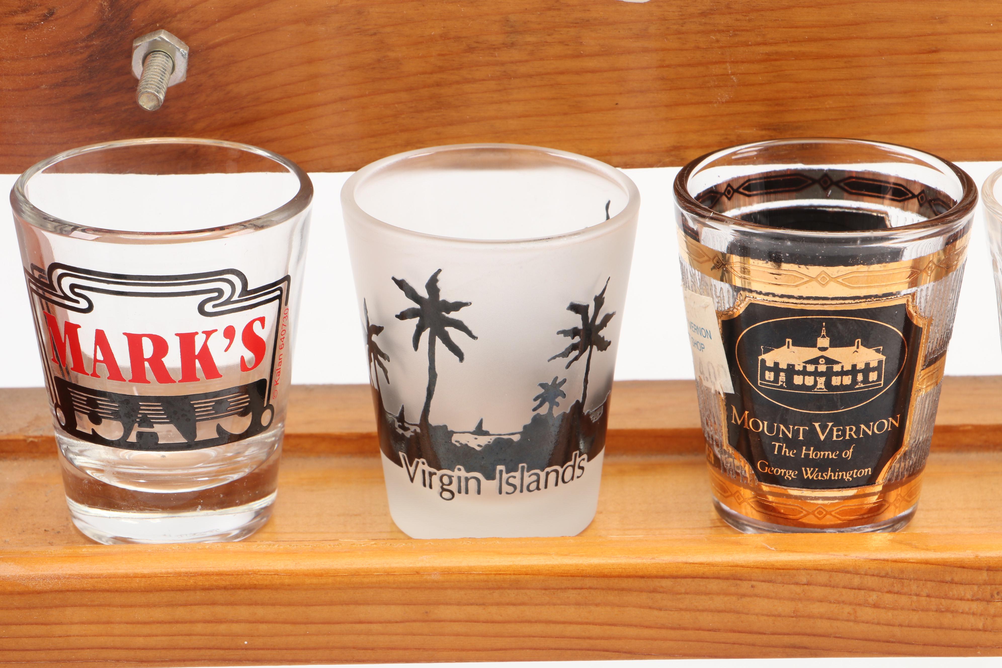 Souvenir and Collectible Shot Glasses with Display Racks