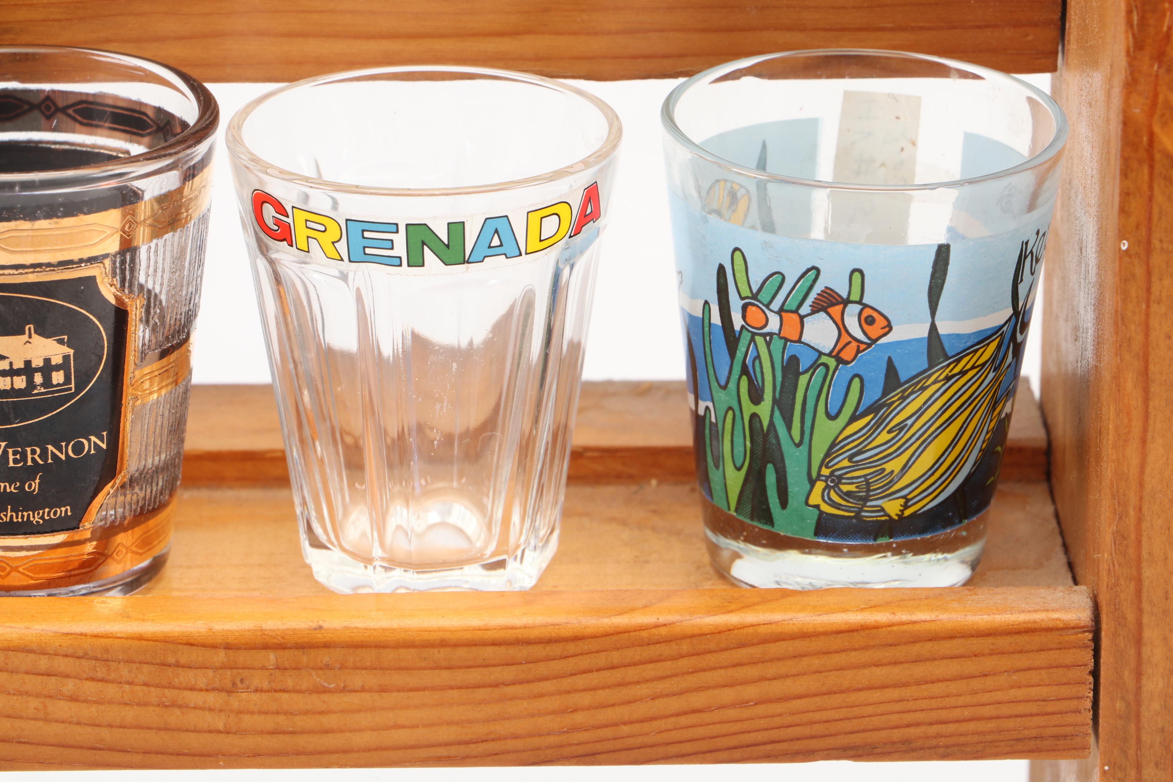 Souvenir and Collectible Shot Glasses with Display Racks