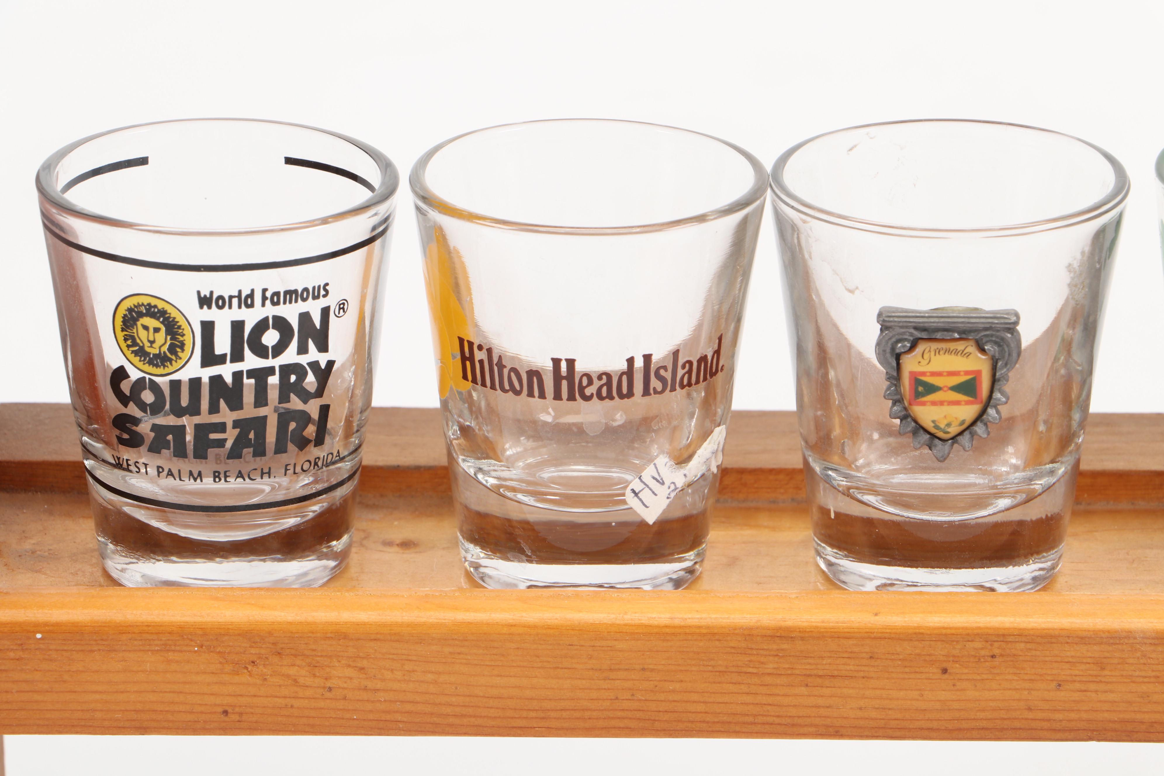 Souvenir and Collectible Shot Glasses with Display Racks