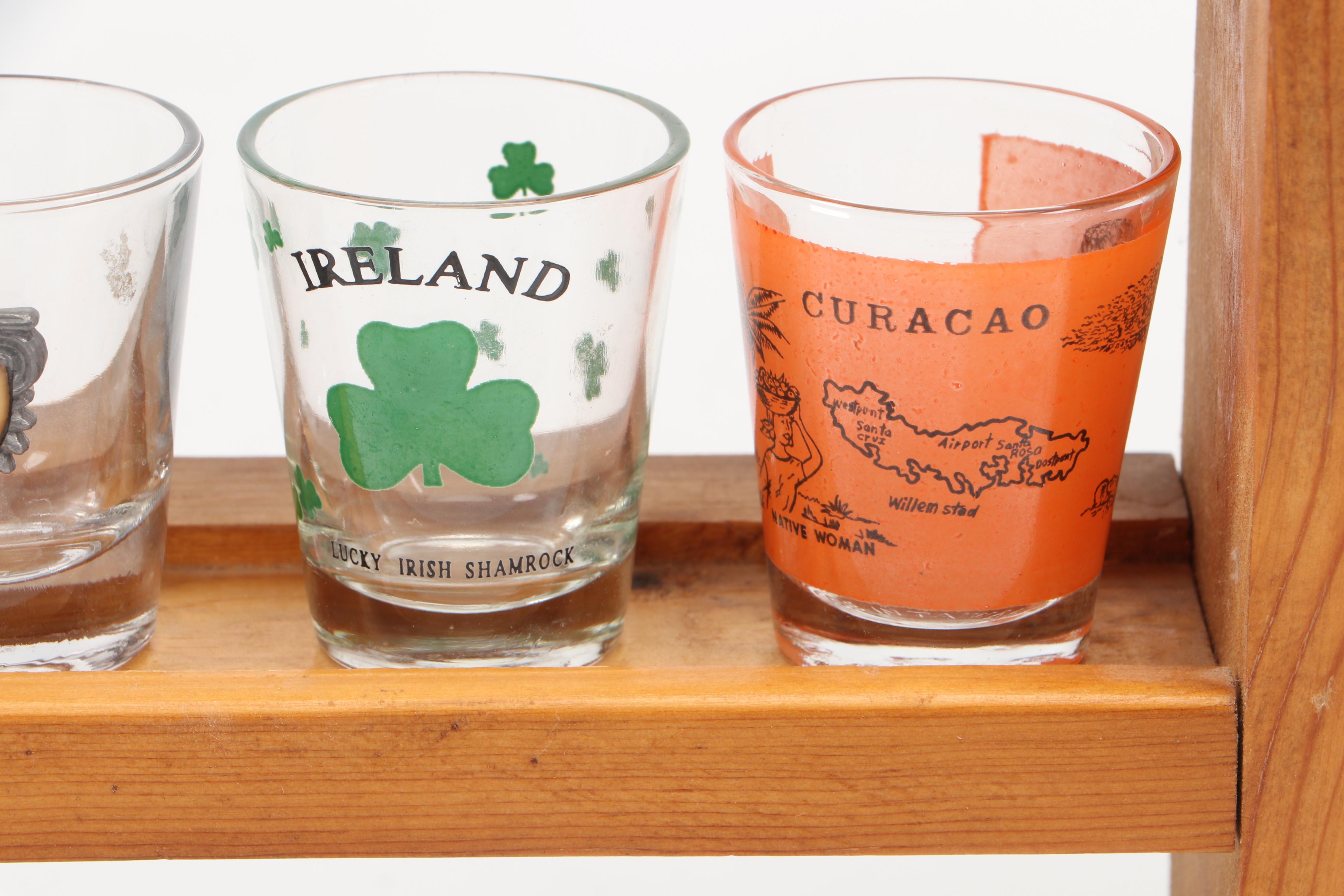 Souvenir and Collectible Shot Glasses with Display Racks