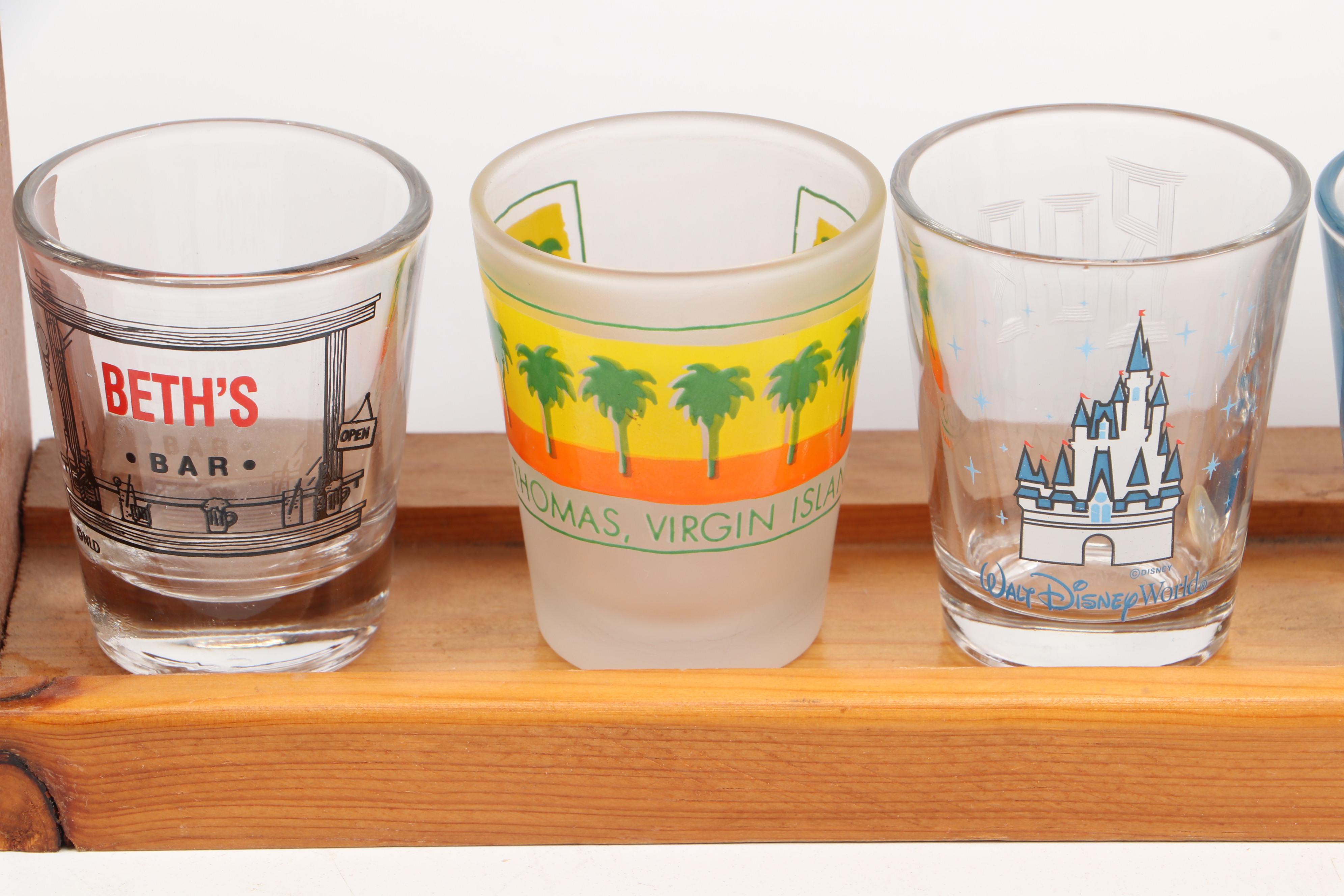 Souvenir and Collectible Shot Glasses with Display Racks