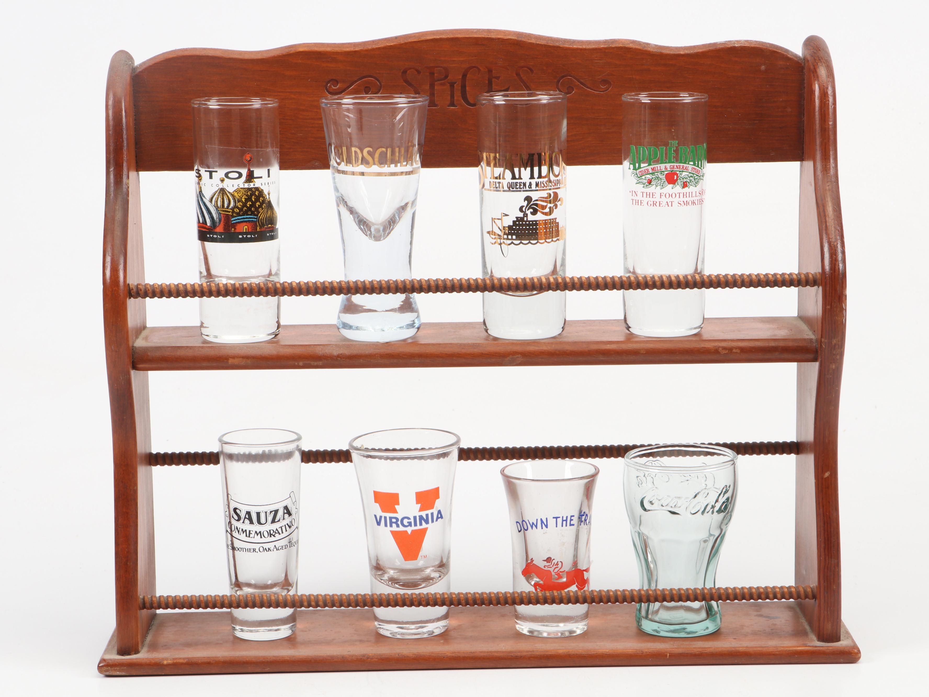 Souvenir and Collectible Shot Glasses with Display Racks
