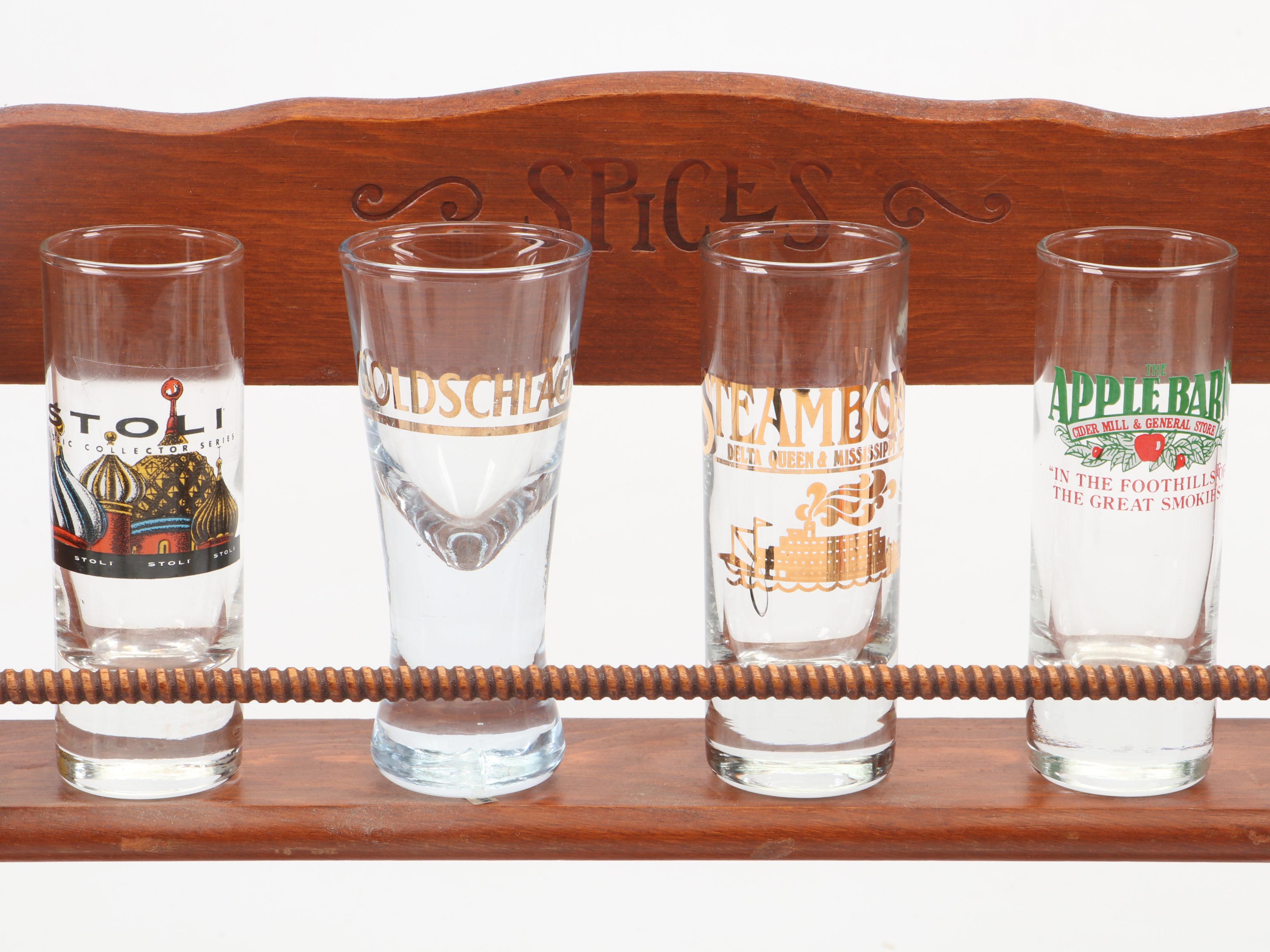 Souvenir and Collectible Shot Glasses with Display Racks
