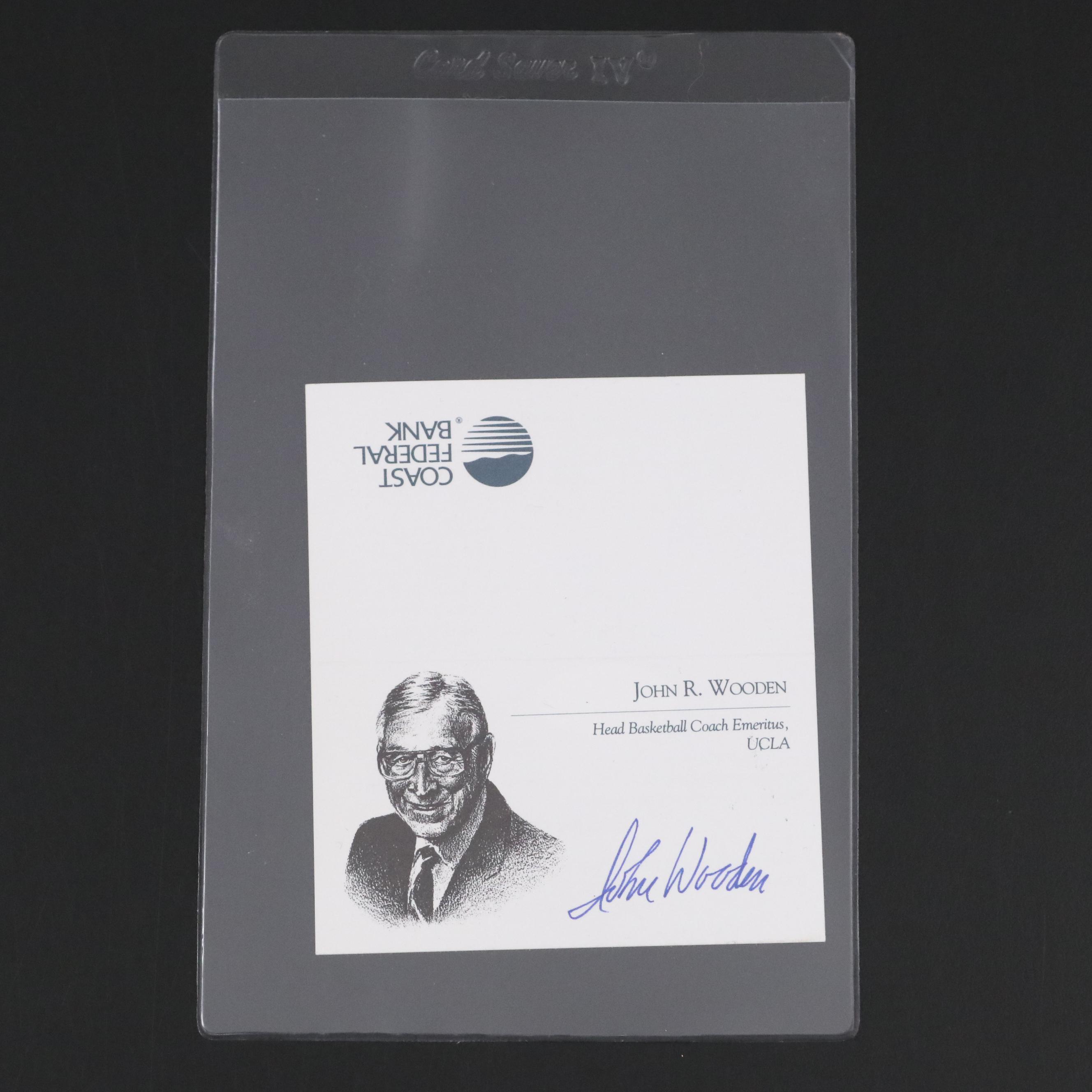 John Wooden Signed UCLA Basketball Coach Business Card