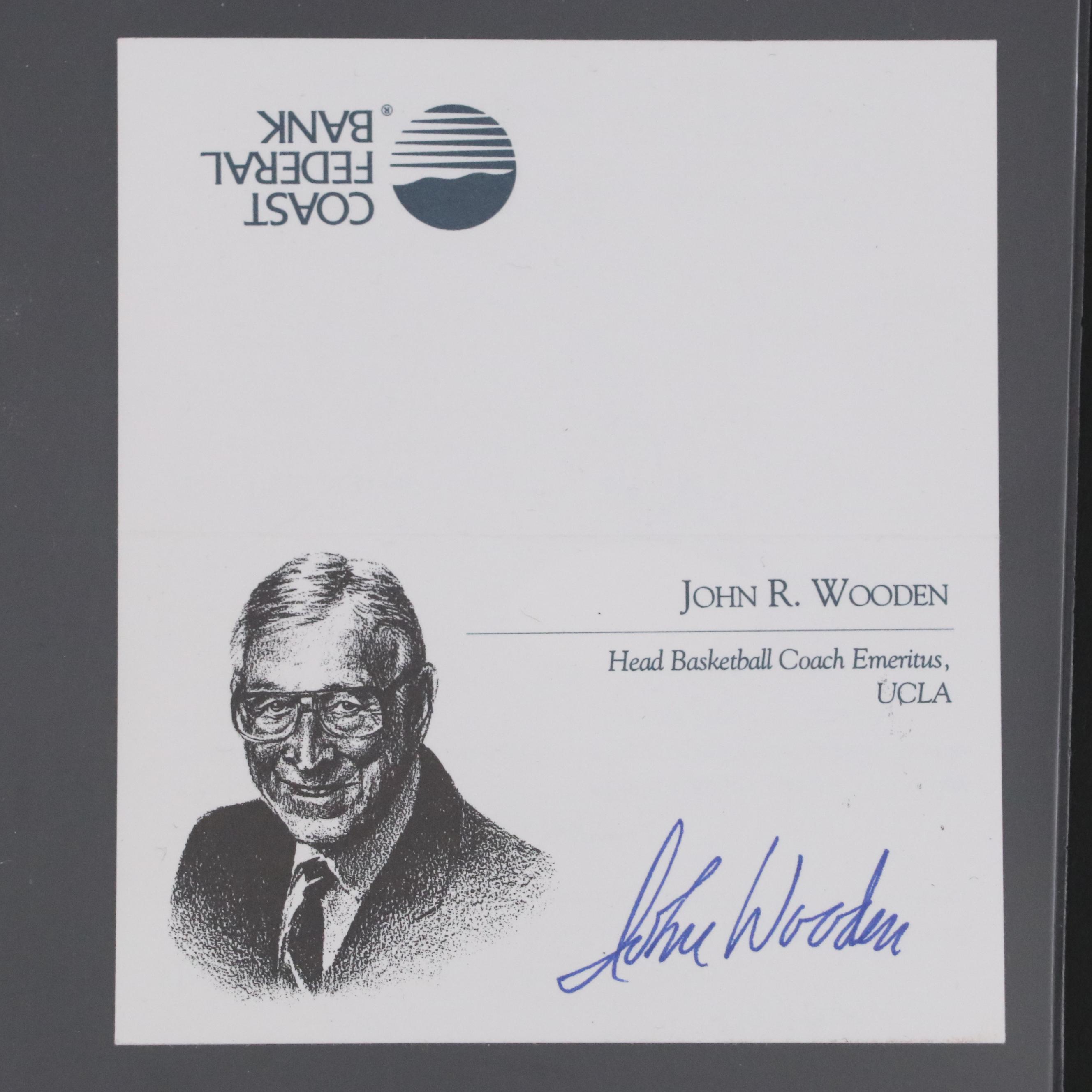 John Wooden Signed UCLA Basketball Coach Business Card
