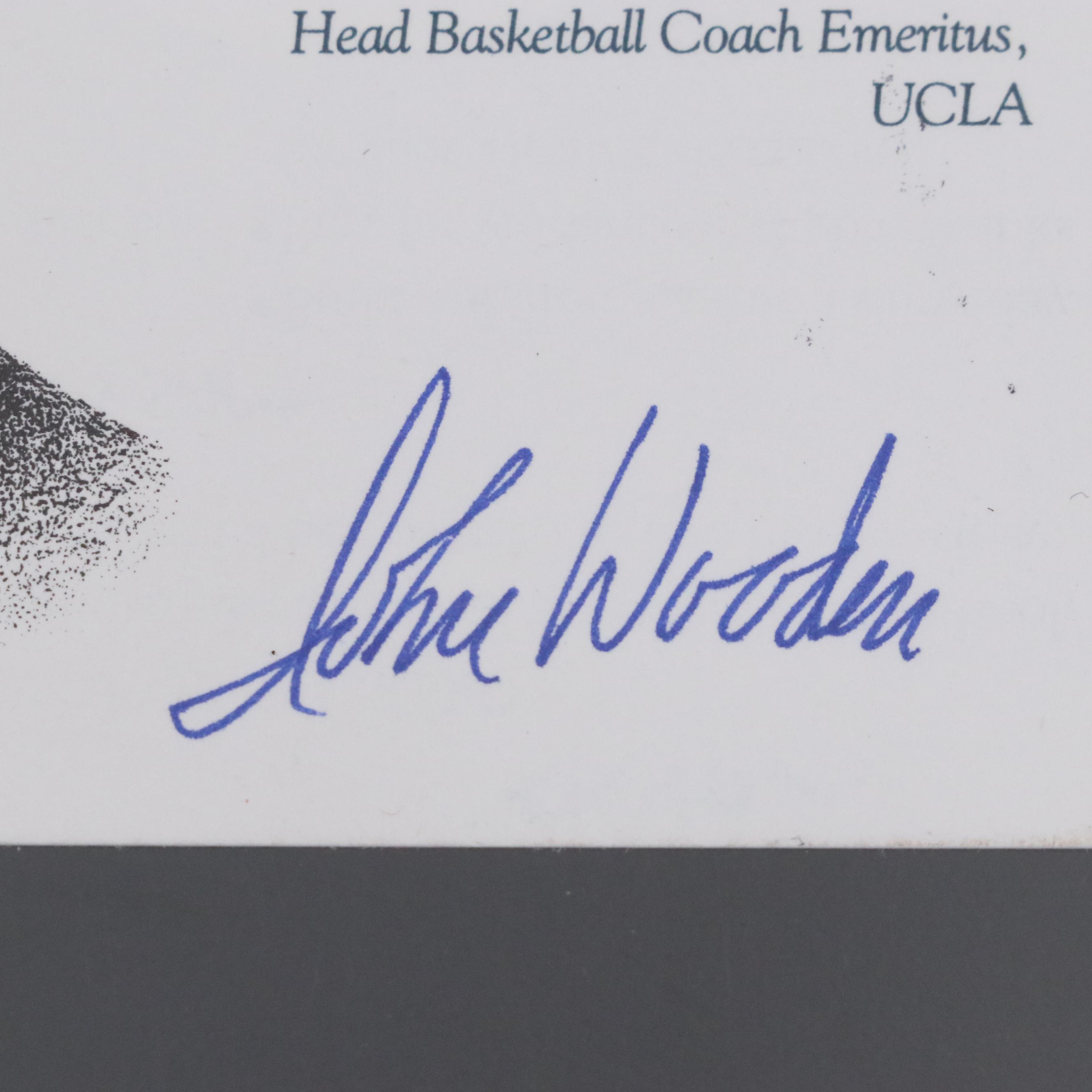 John Wooden Signed UCLA Basketball Coach Business Card