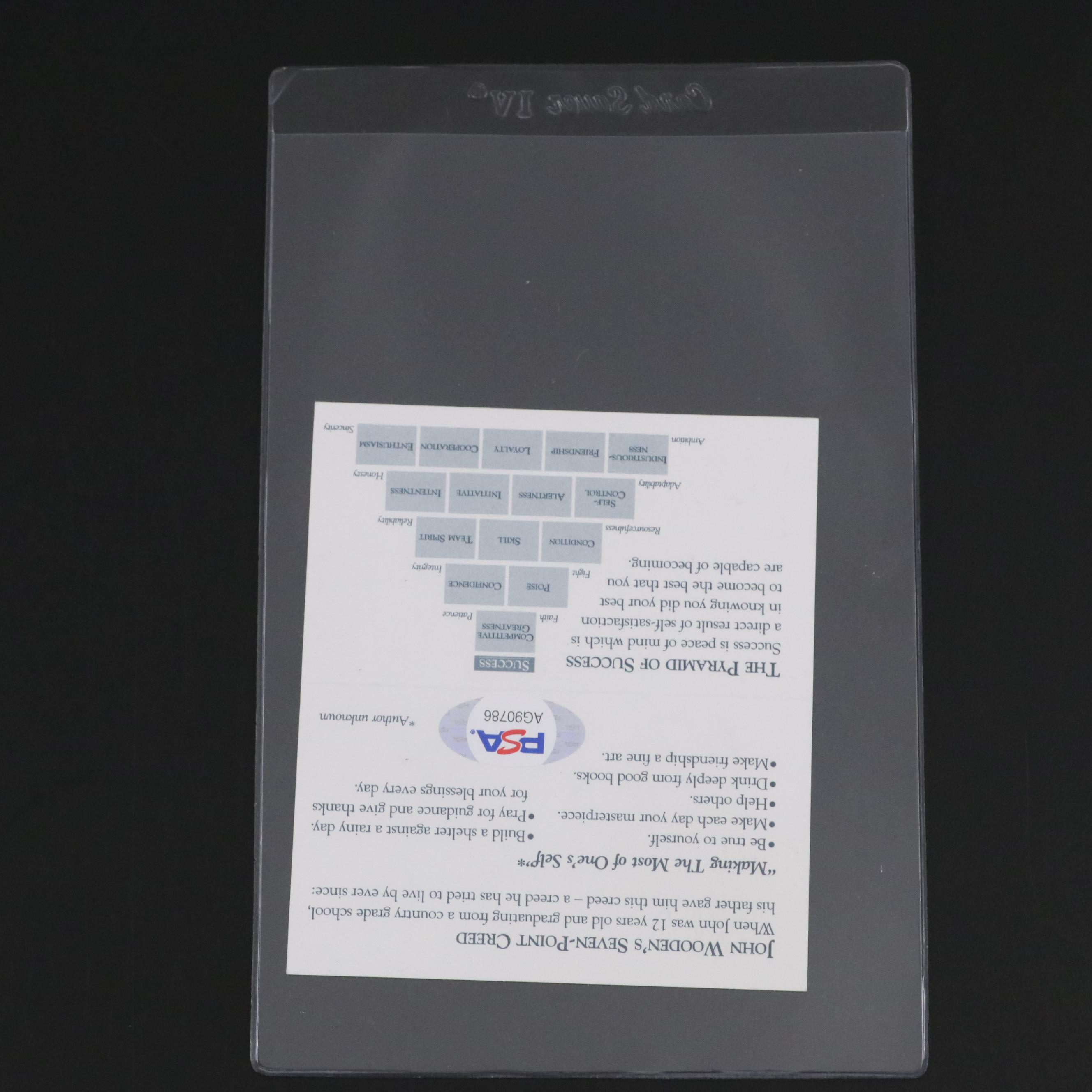 John Wooden Signed UCLA Basketball Coach Business Card