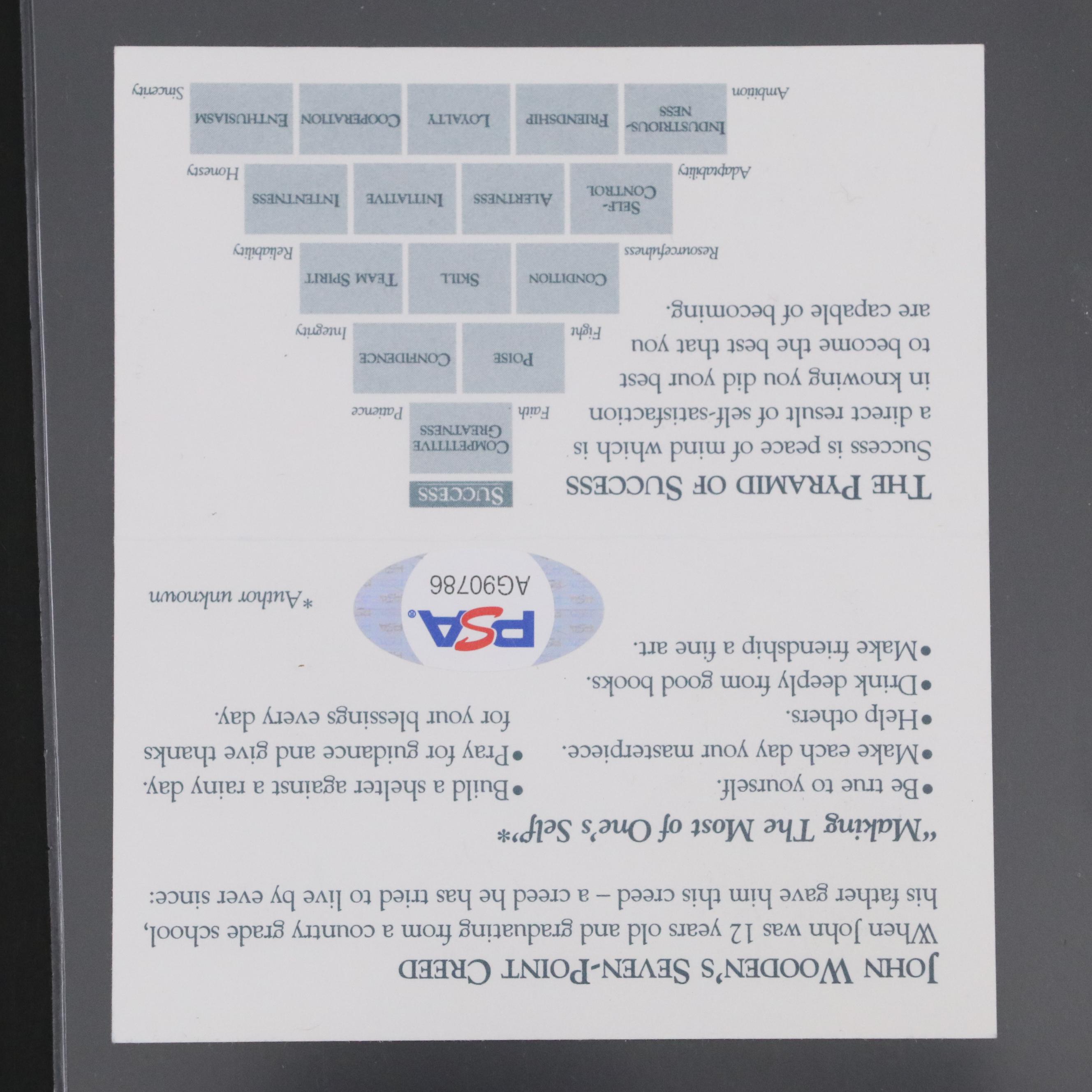 John Wooden Signed UCLA Basketball Coach Business Card