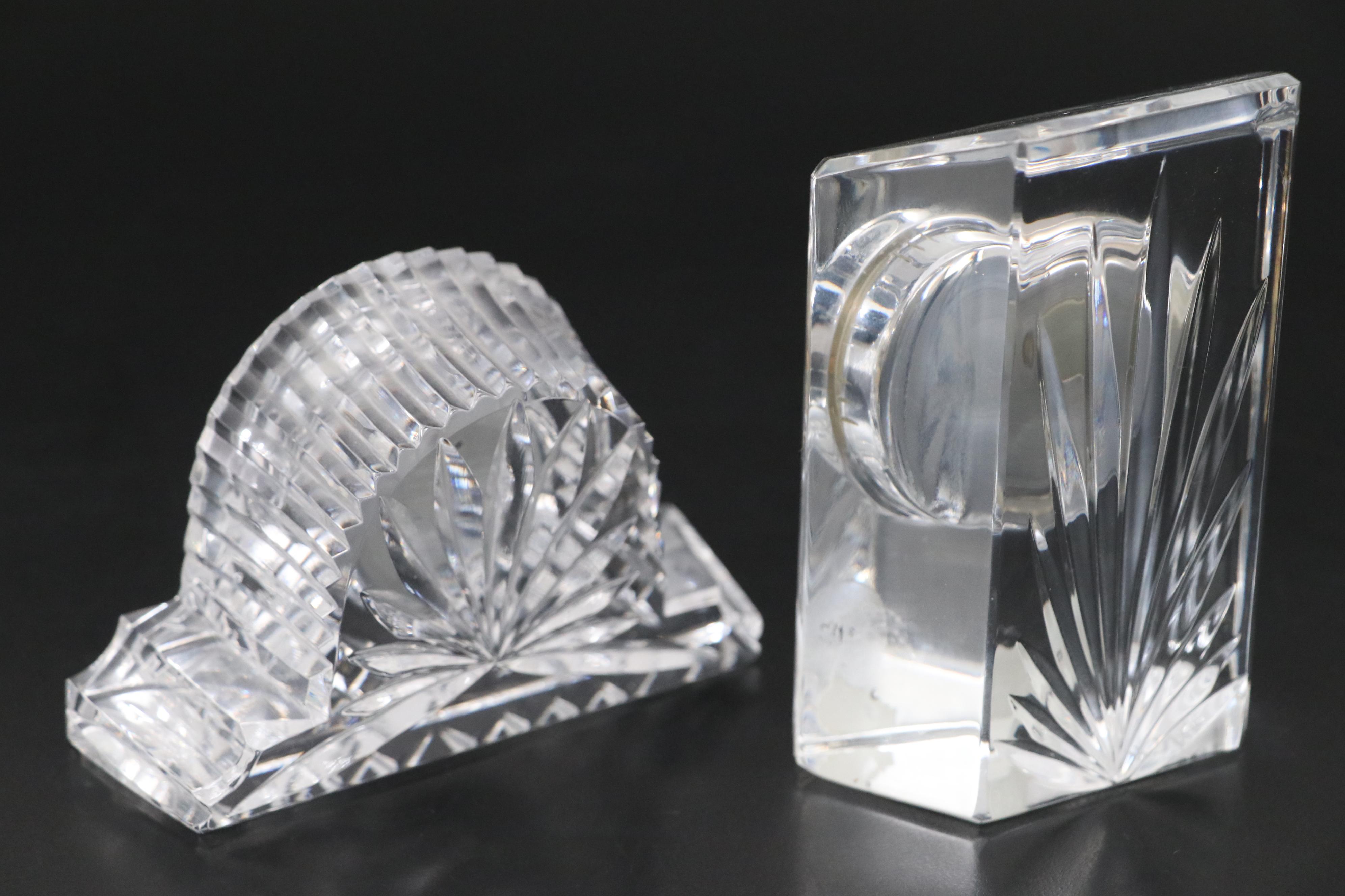 Baccarat Crystal Figurine with Waterford Crystal Clocks