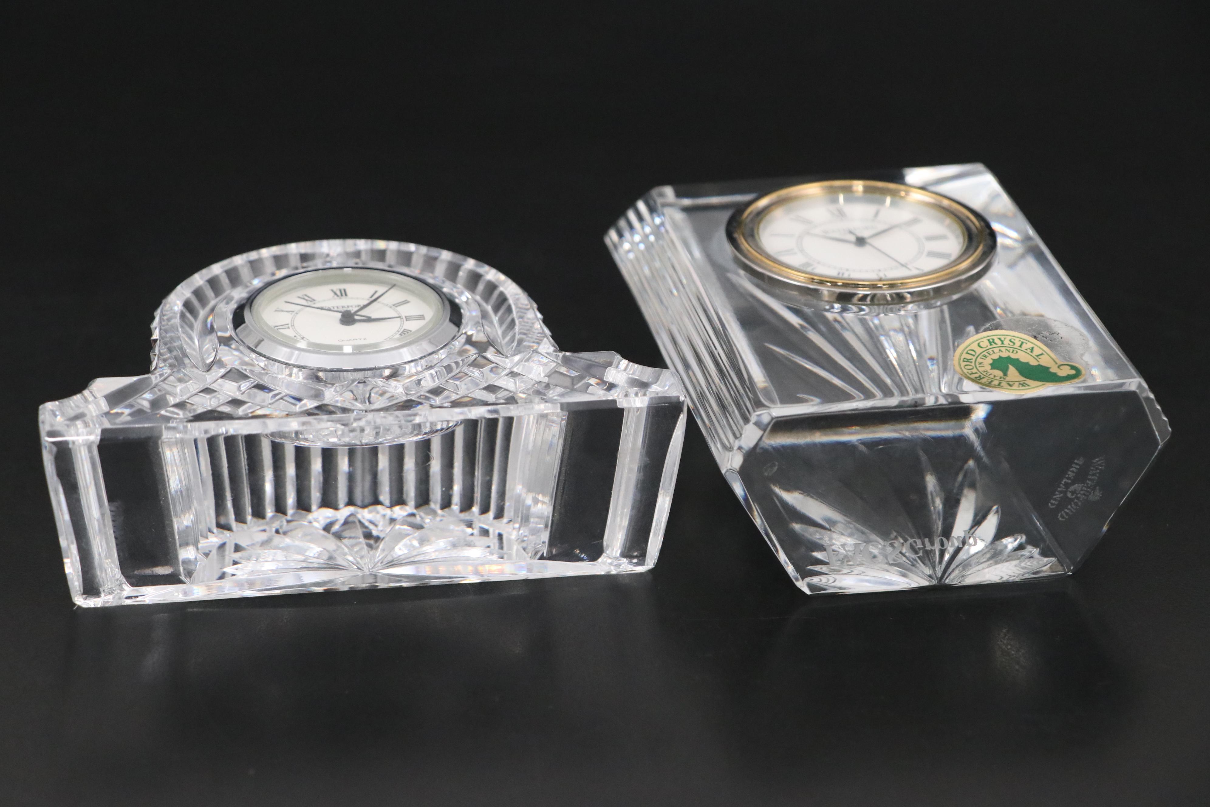 Baccarat Crystal Figurine with Waterford Crystal Clocks