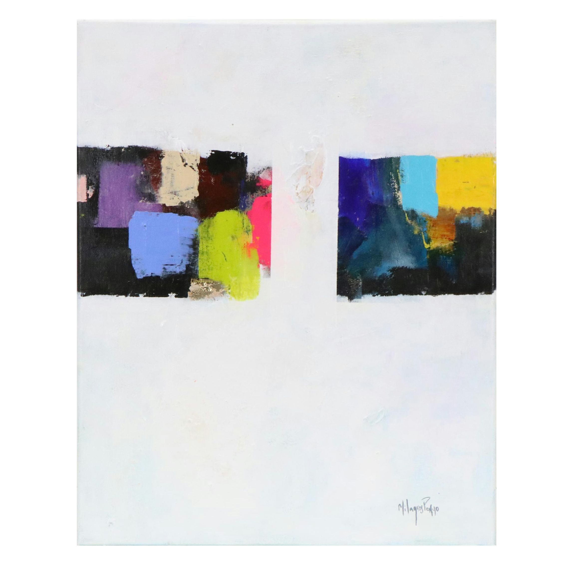 Milagros Pongo Mixed Media Painting "Brige," 21st Century