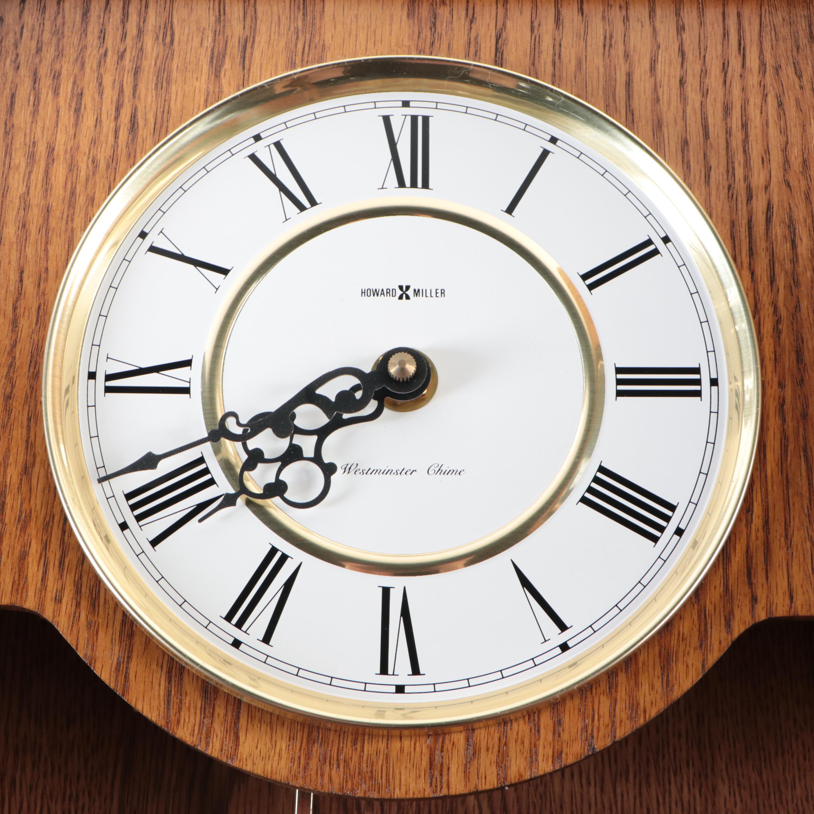 Howard Miller Oak Wall Clock with Westminster Chime