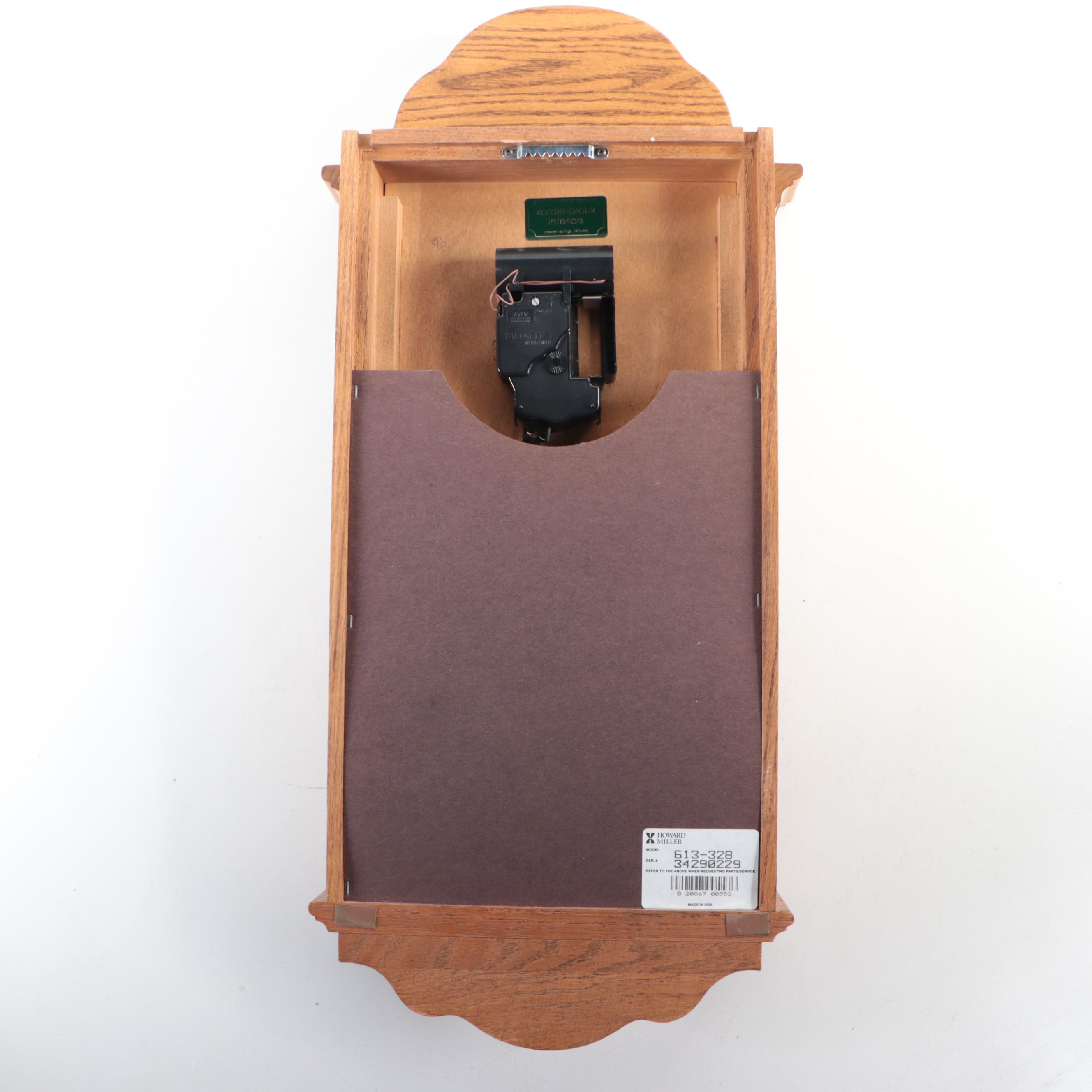 Howard Miller Oak Wall Clock with Westminster Chime