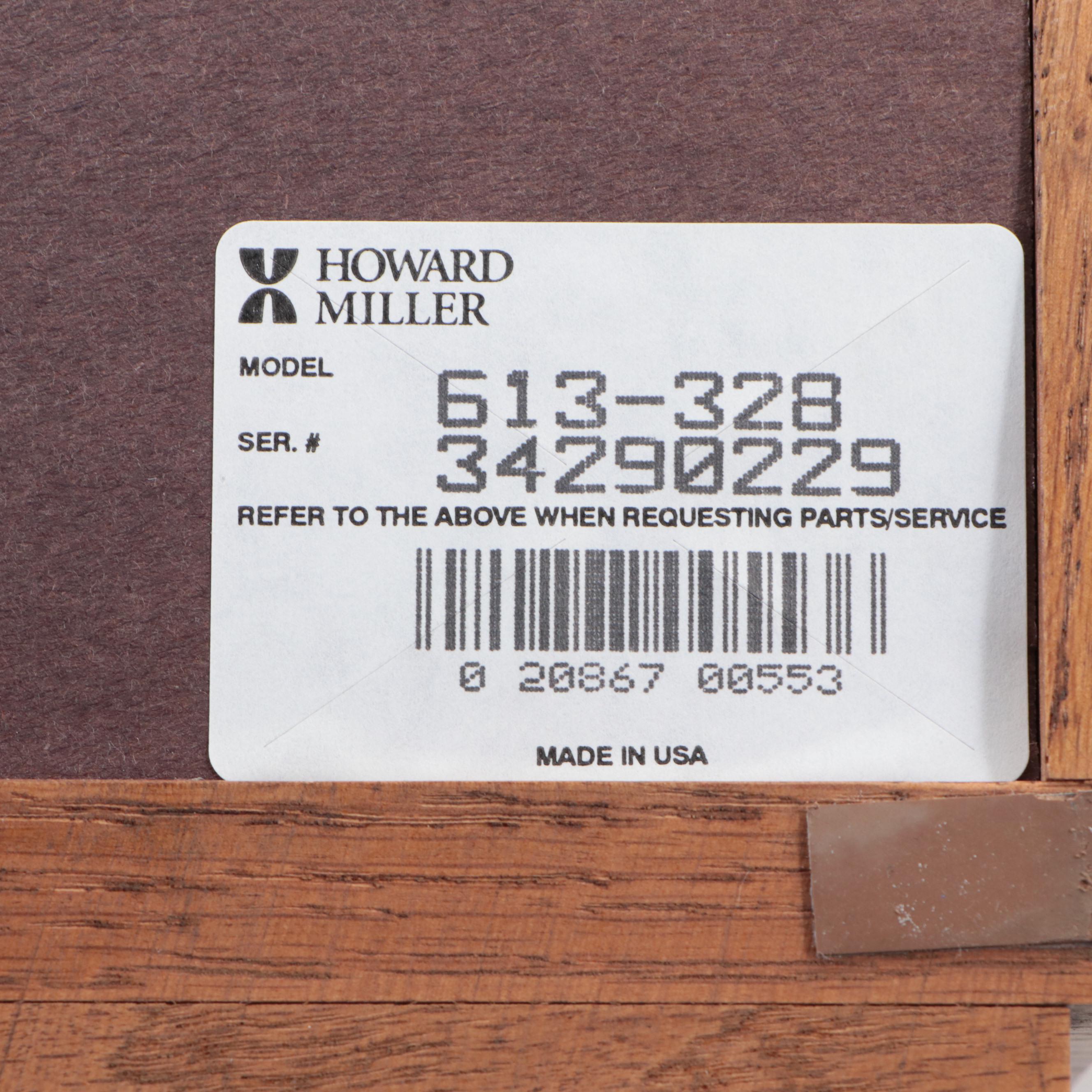 Howard Miller Oak Wall Clock with Westminster Chime