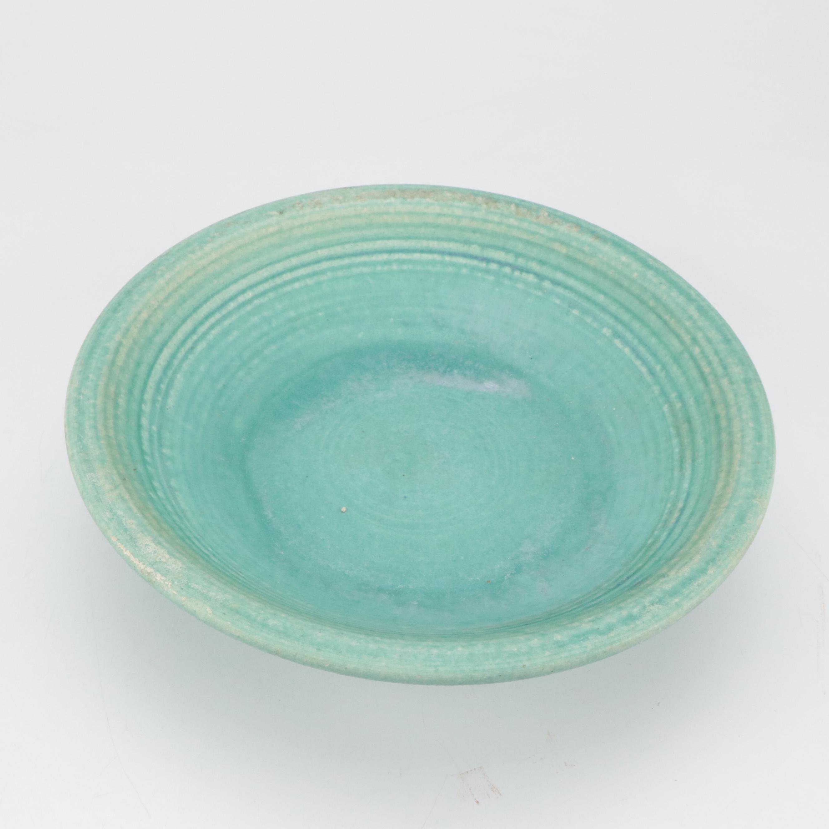 Wheel-Thrown Art Pottery Table Fountain with Glass Marbles