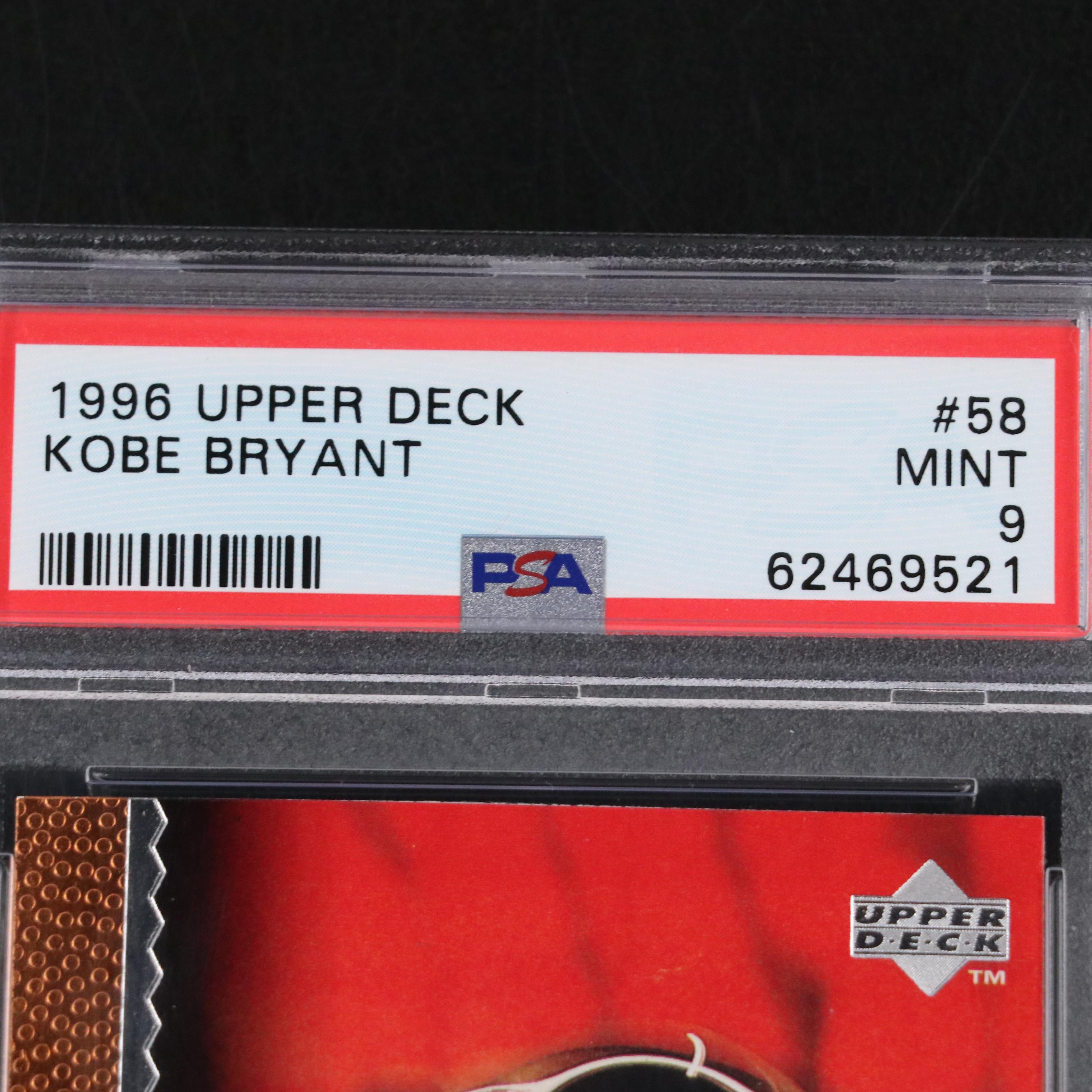 1996 Upper Deck Kobe Bryant Los Angeles Lakers Rookie Card #58 Graded PSA 9 Mint