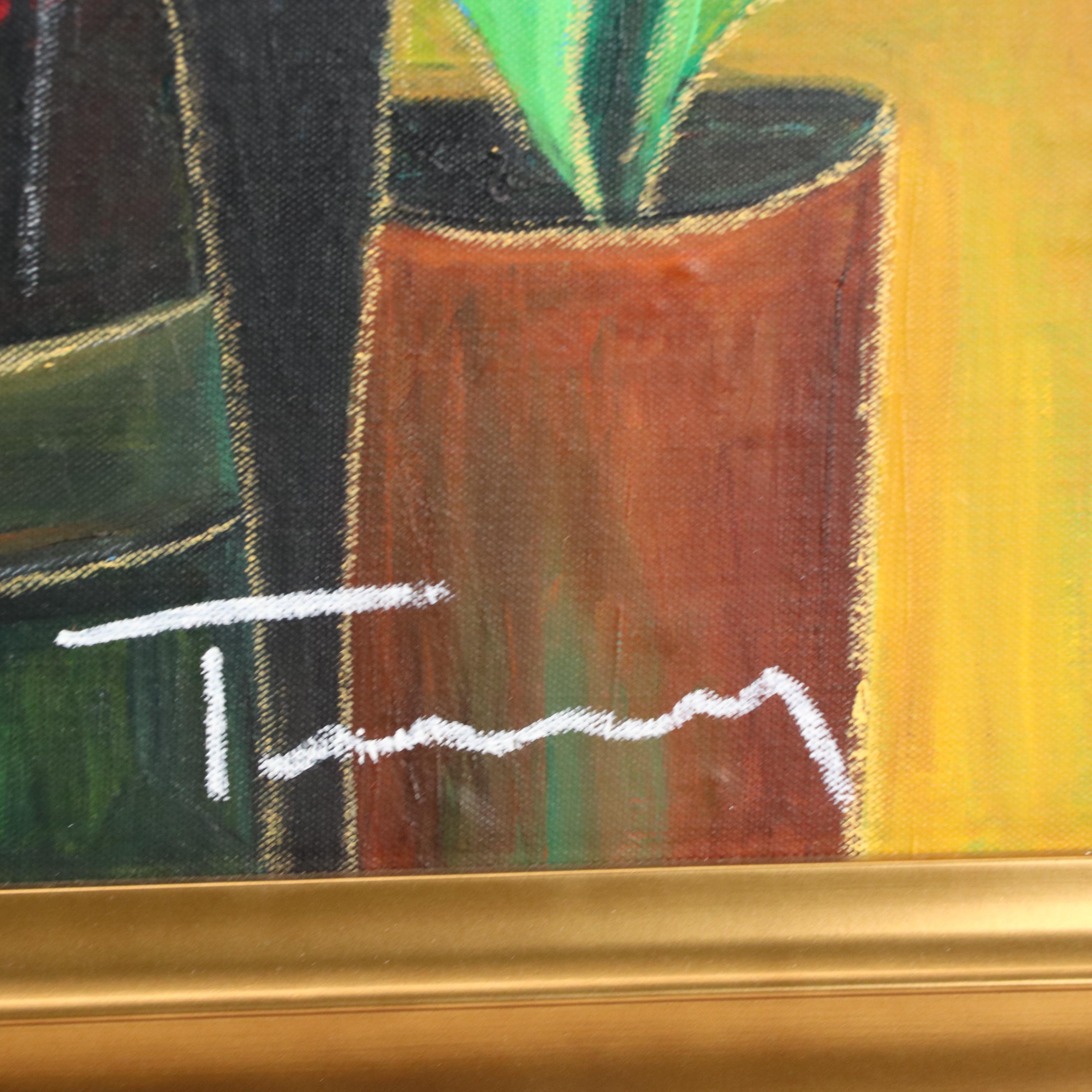 Itzchak Tarkay Cafe Scene Dimensional Mixed Media Painting