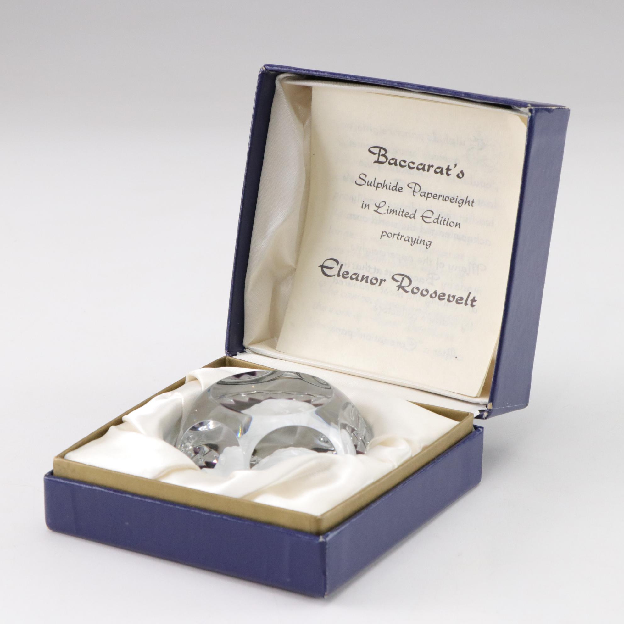 Baccarat Ltd Edition Eleanor Roosevelt Cameo Paperweight Featured in Collection