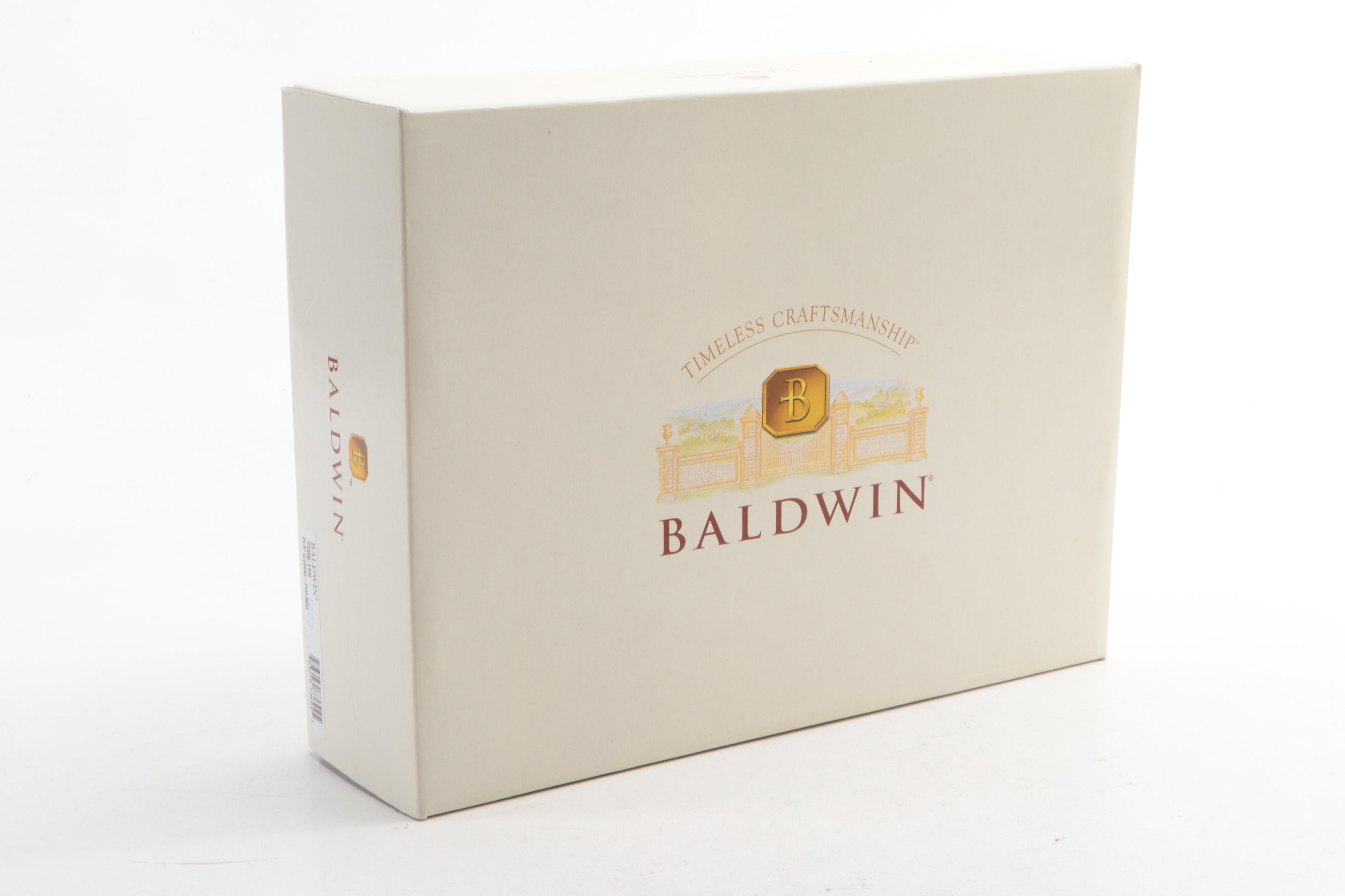 Pair of Baldwin Turned Pewter Candlesticks with Seth Thomas Desk Clock