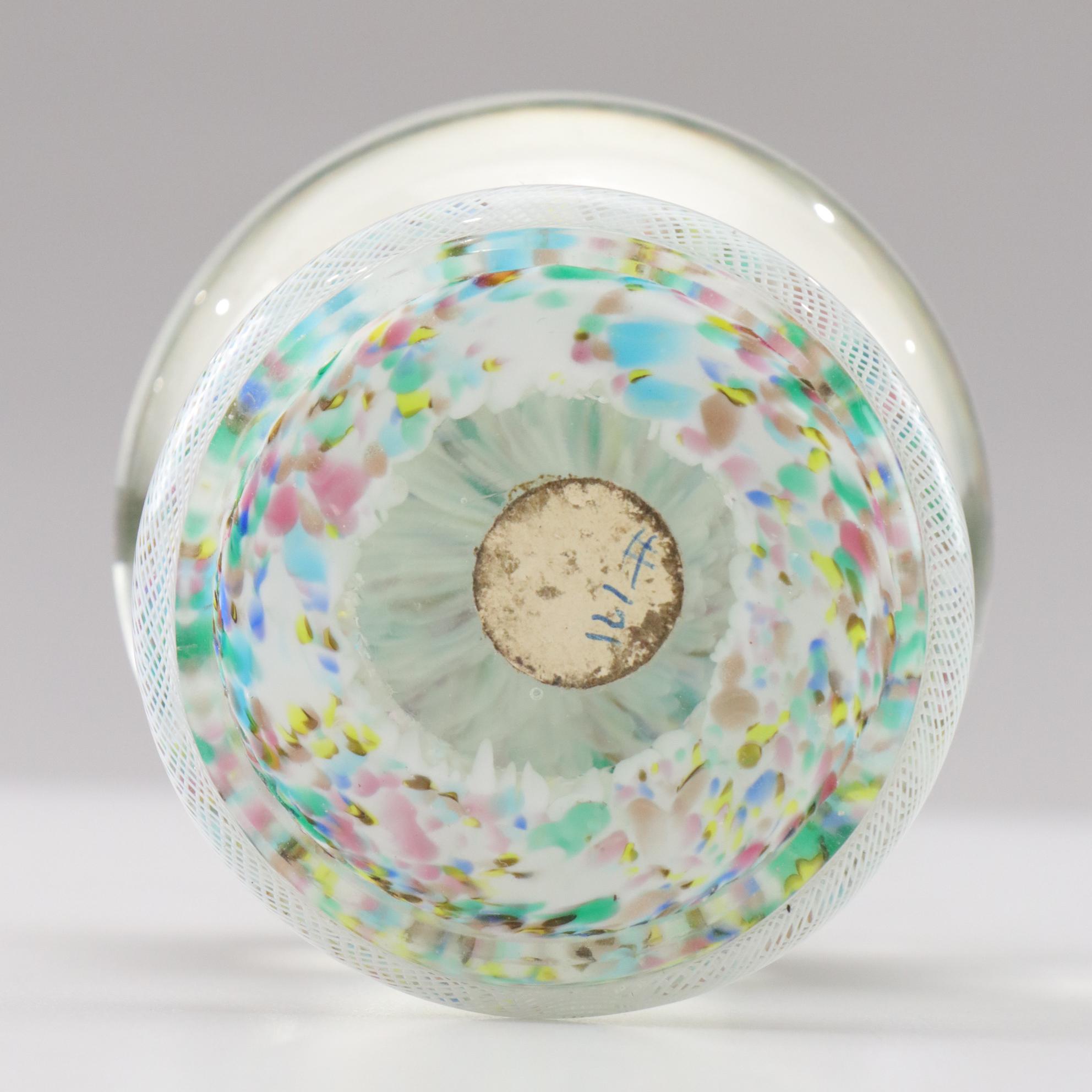 Millefiori Art Glass Paperweights Featuring Perthshire and Footed Design