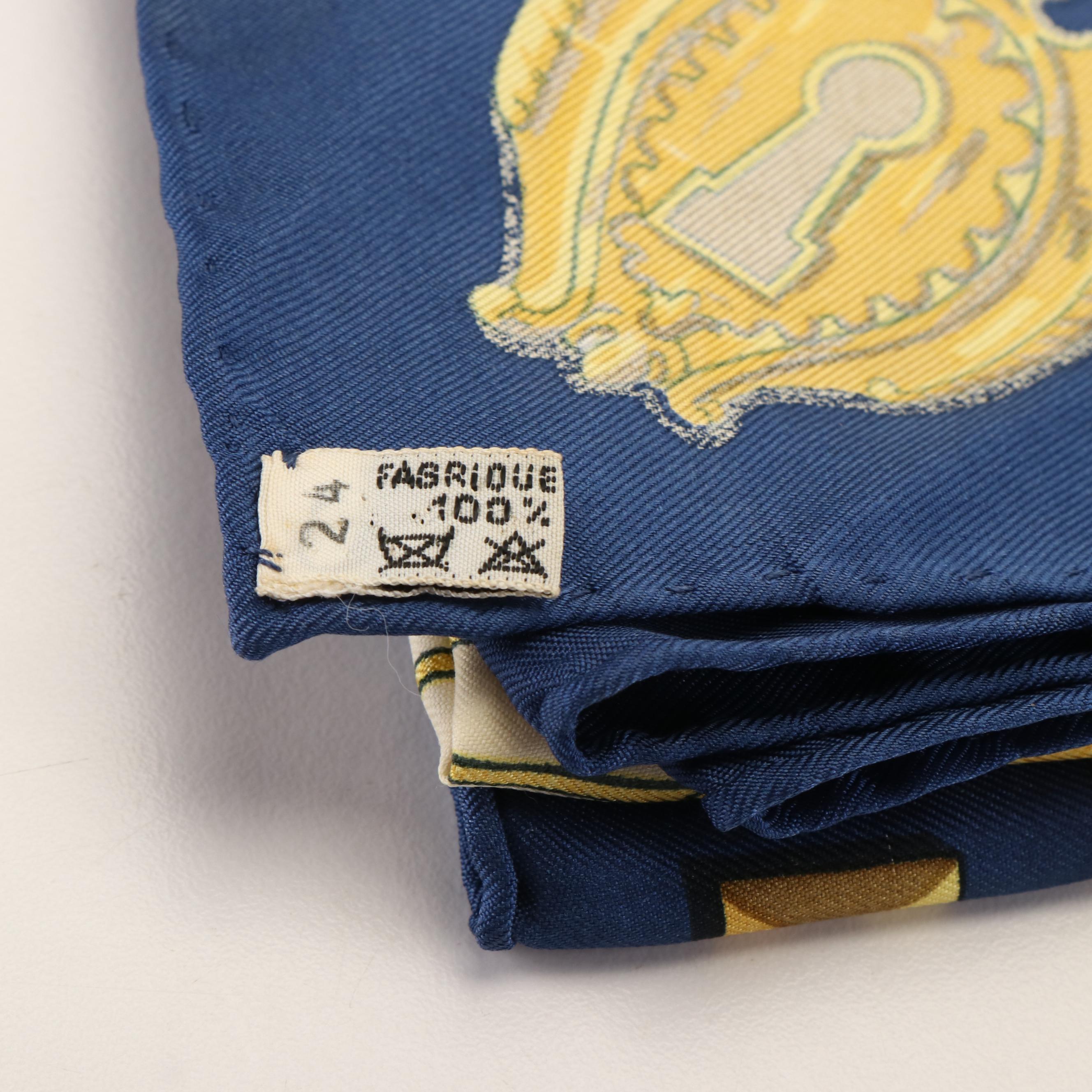 Hermès Early Issue "Les Cles" Silk Twill Scarf 90 with Box