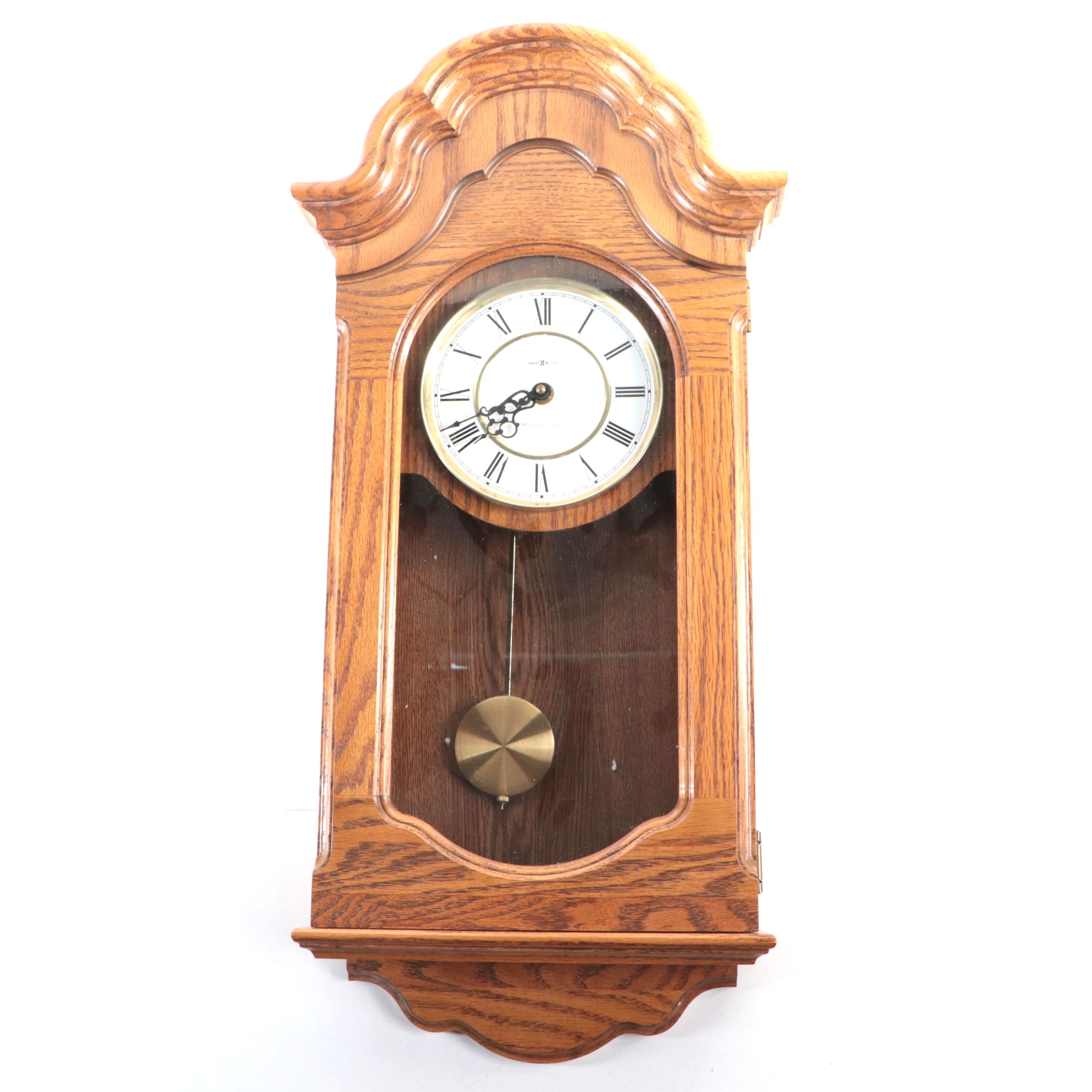 Howard Miller Oak Wall Clock with Westminster Chime