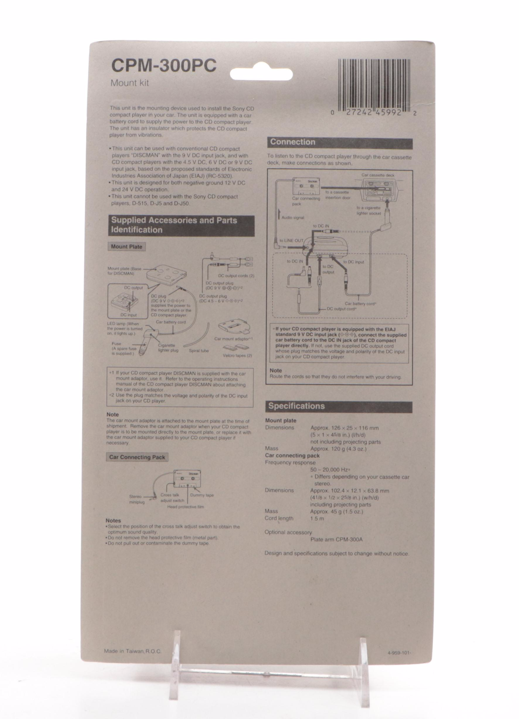 Sony Discman & Car Mount Kit with Audio Cassette Tapes and Hard Cases