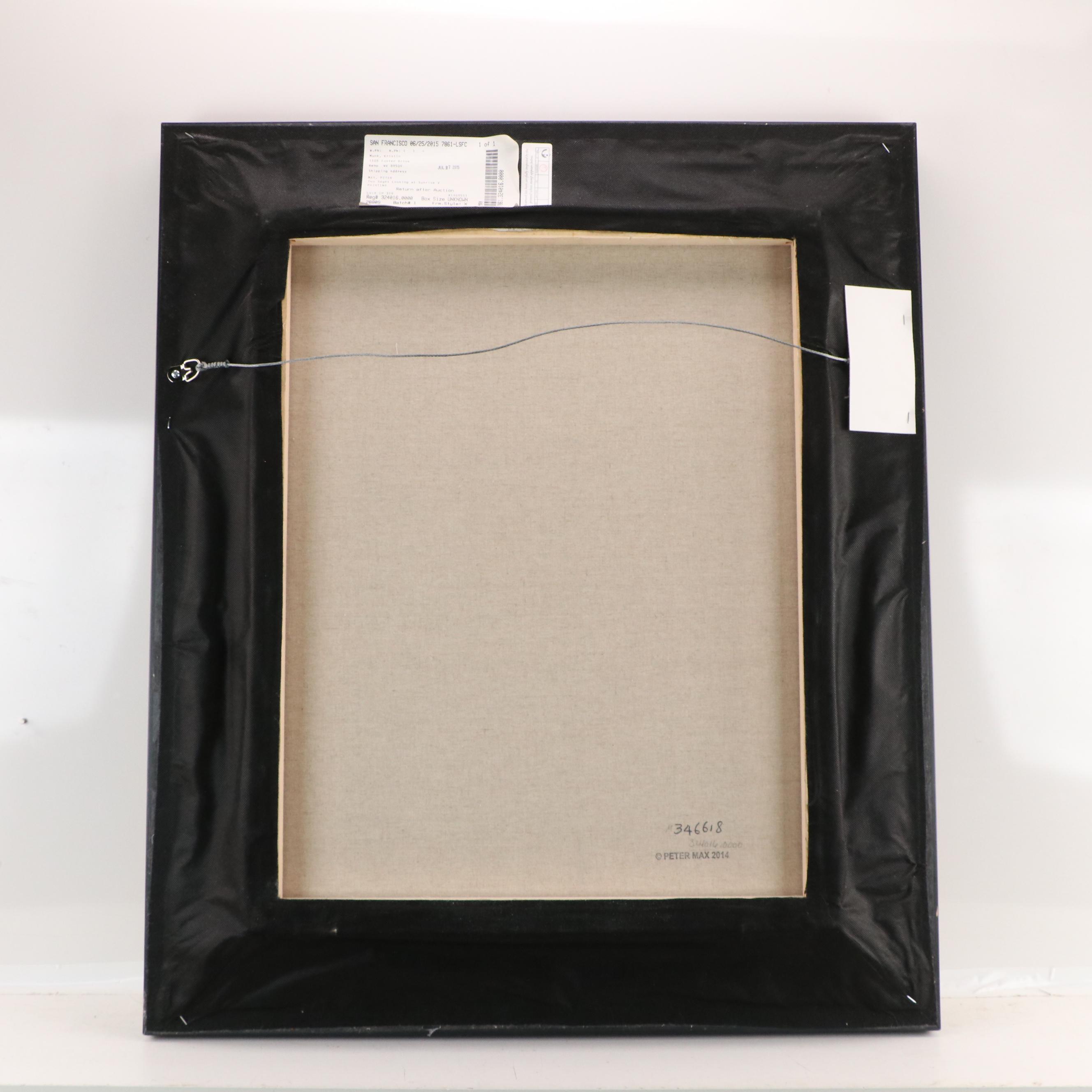 Peter Max Psychedelic Acrylic Painting "Two Sages Looking at Sunrise V," 2014