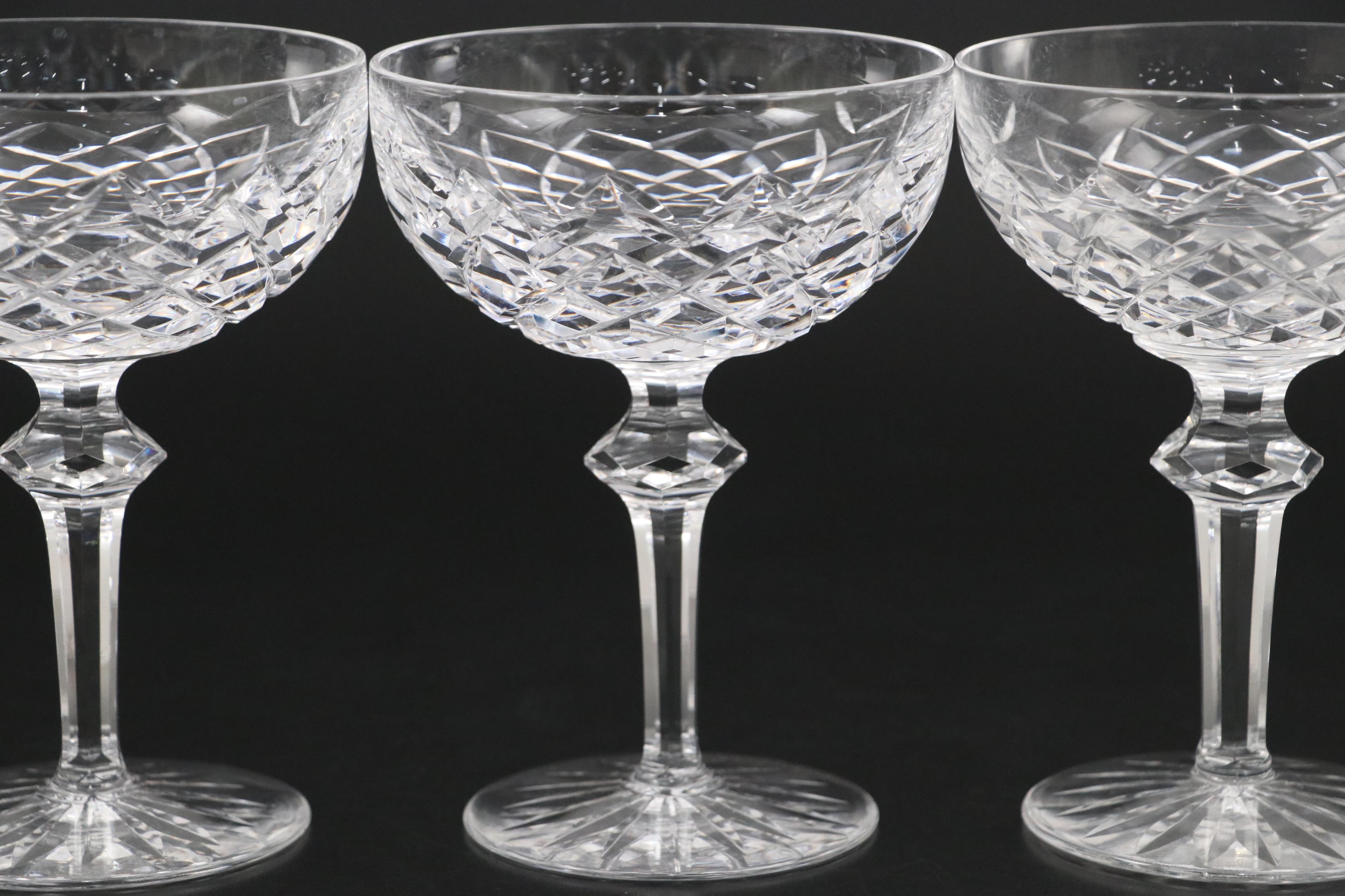 Waterford Crystal "Powerscourt" Champagne Coupes, Mid to Late 20th Century