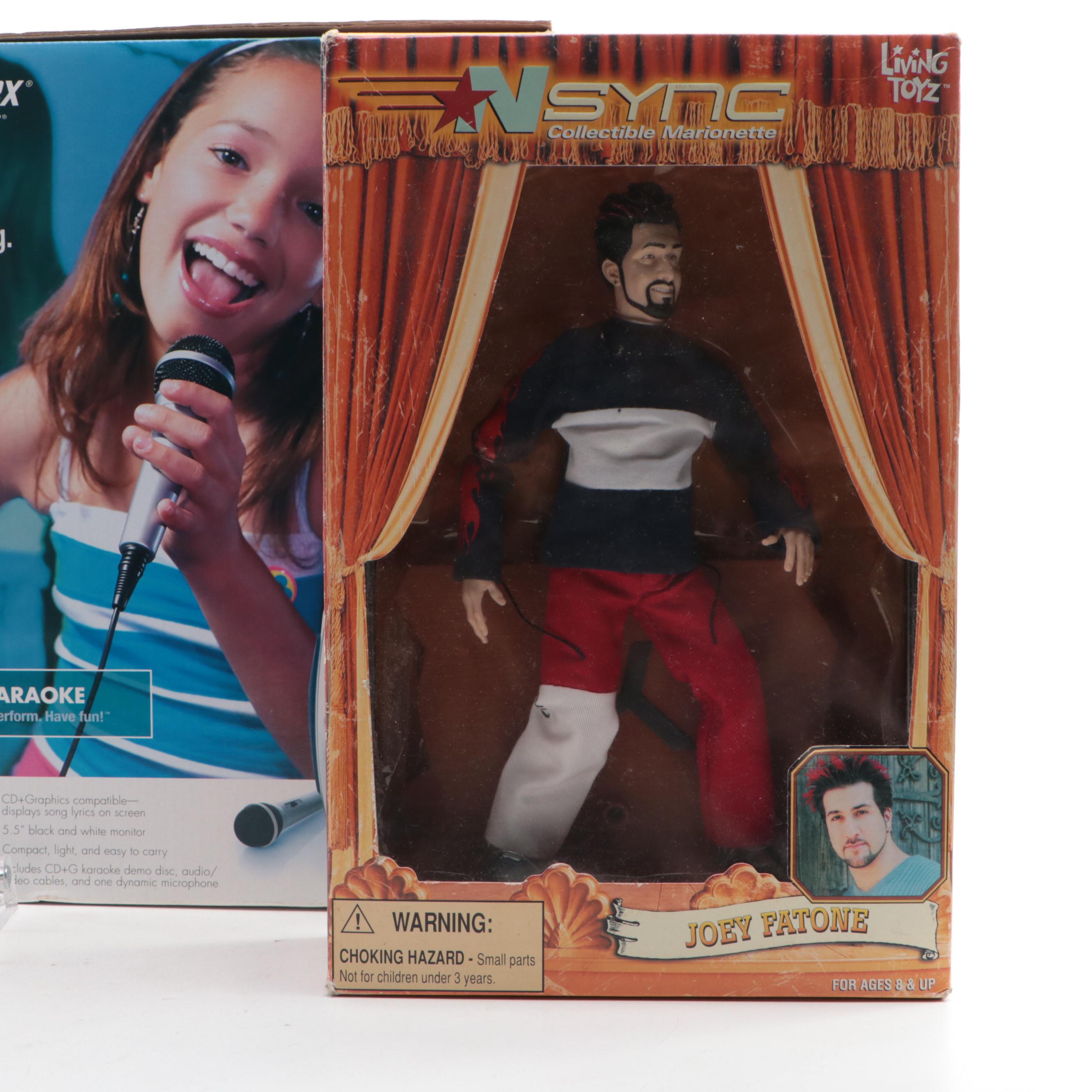 NSYNC Joey Fatone Marionette with Memorex Karaoke System, Microphone and More