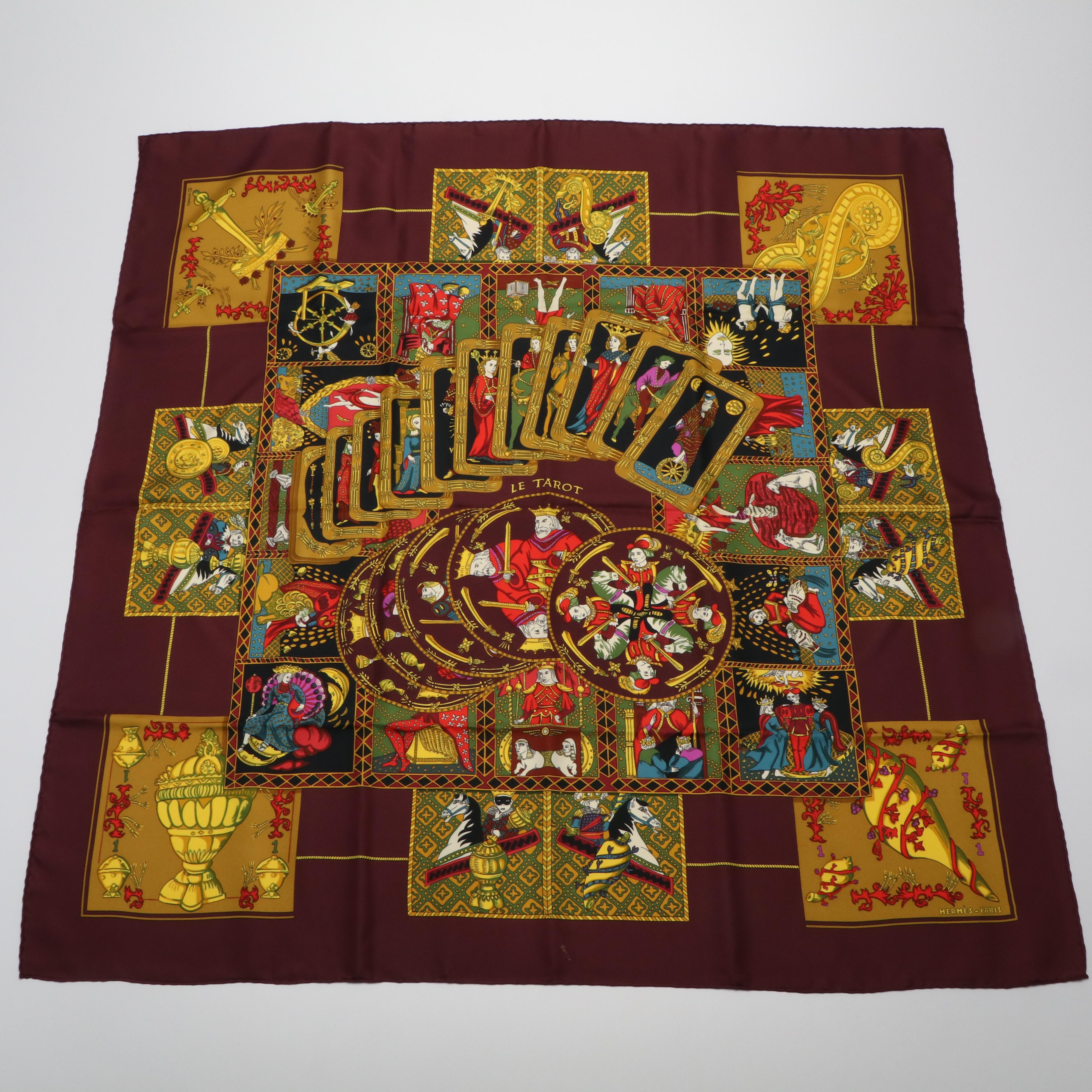 Hermès "Le Tarot" Silk Twill Scarf 90 with Box