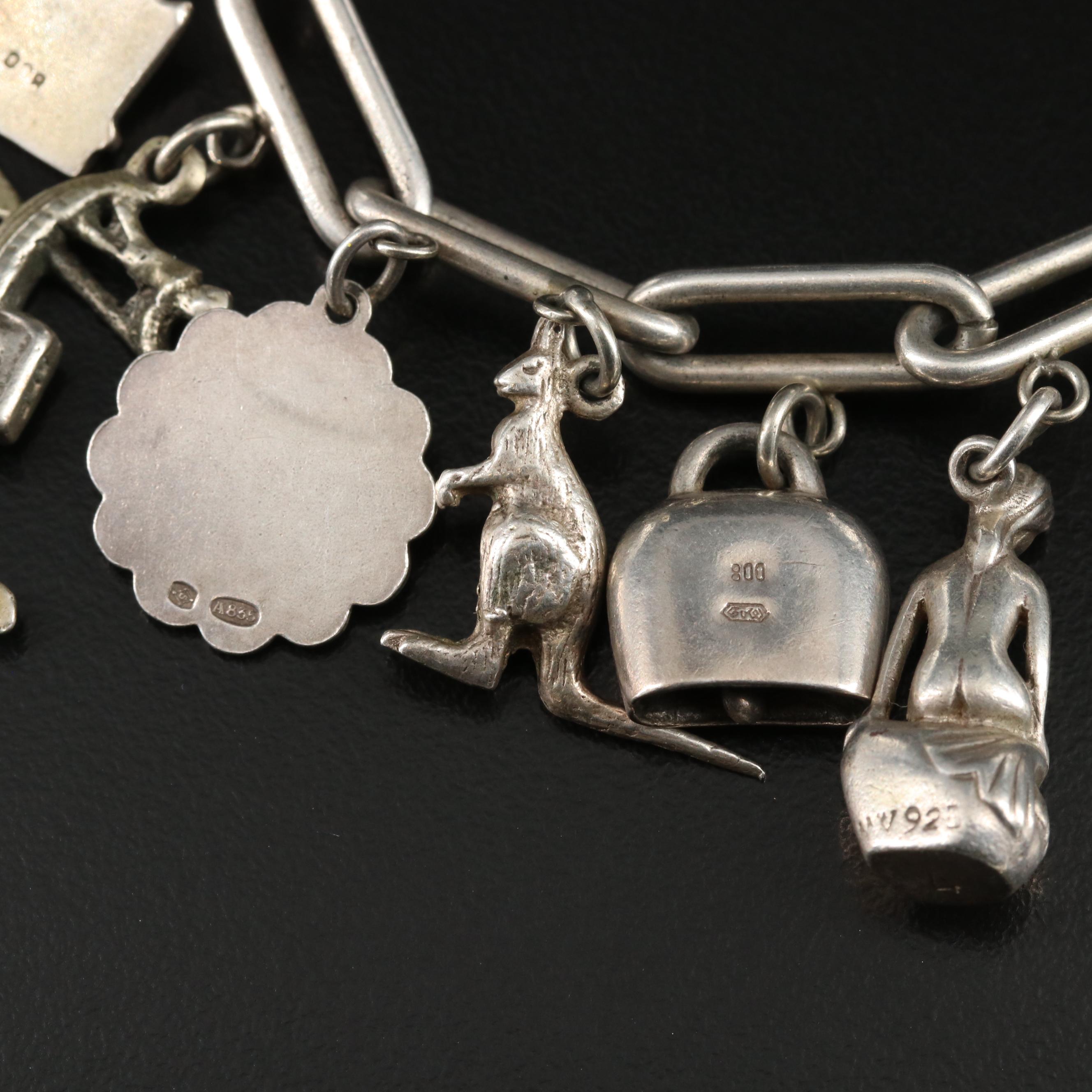 Vintage Sterling Travel Bracelet Including 800 Silver