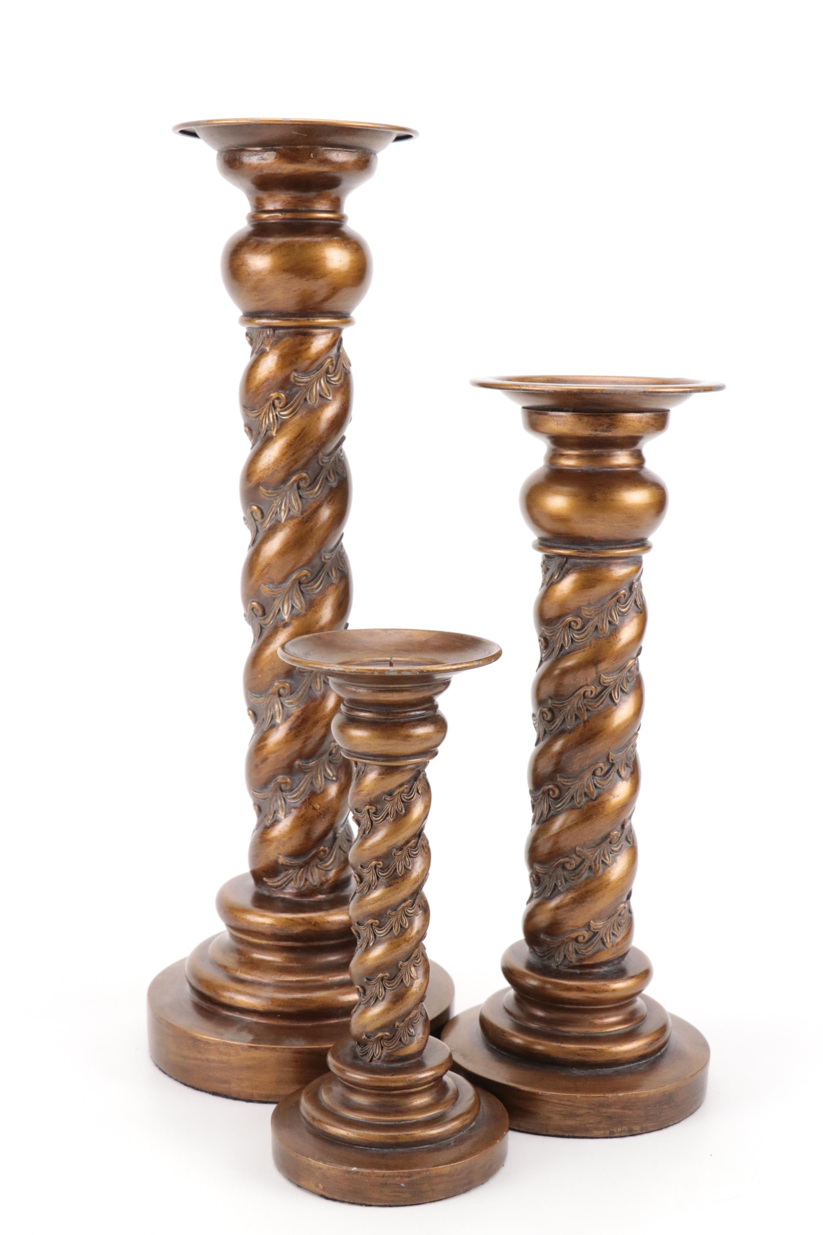 Spiral Candlesticks, Gilt Wood Corbel and Chinese Porcelain Terrine