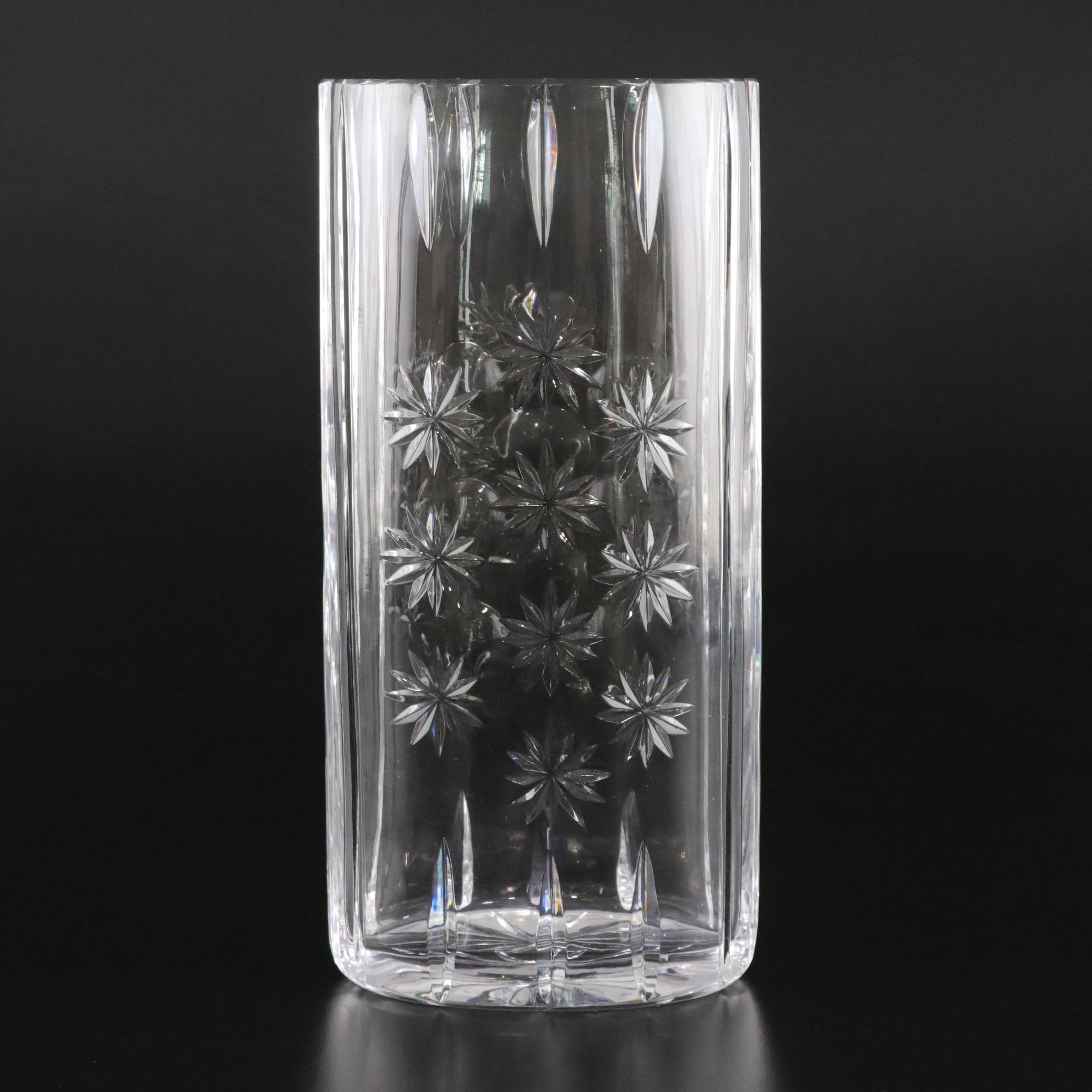 Baccarat Crystal Night Sky Motif Tall Oval Vase