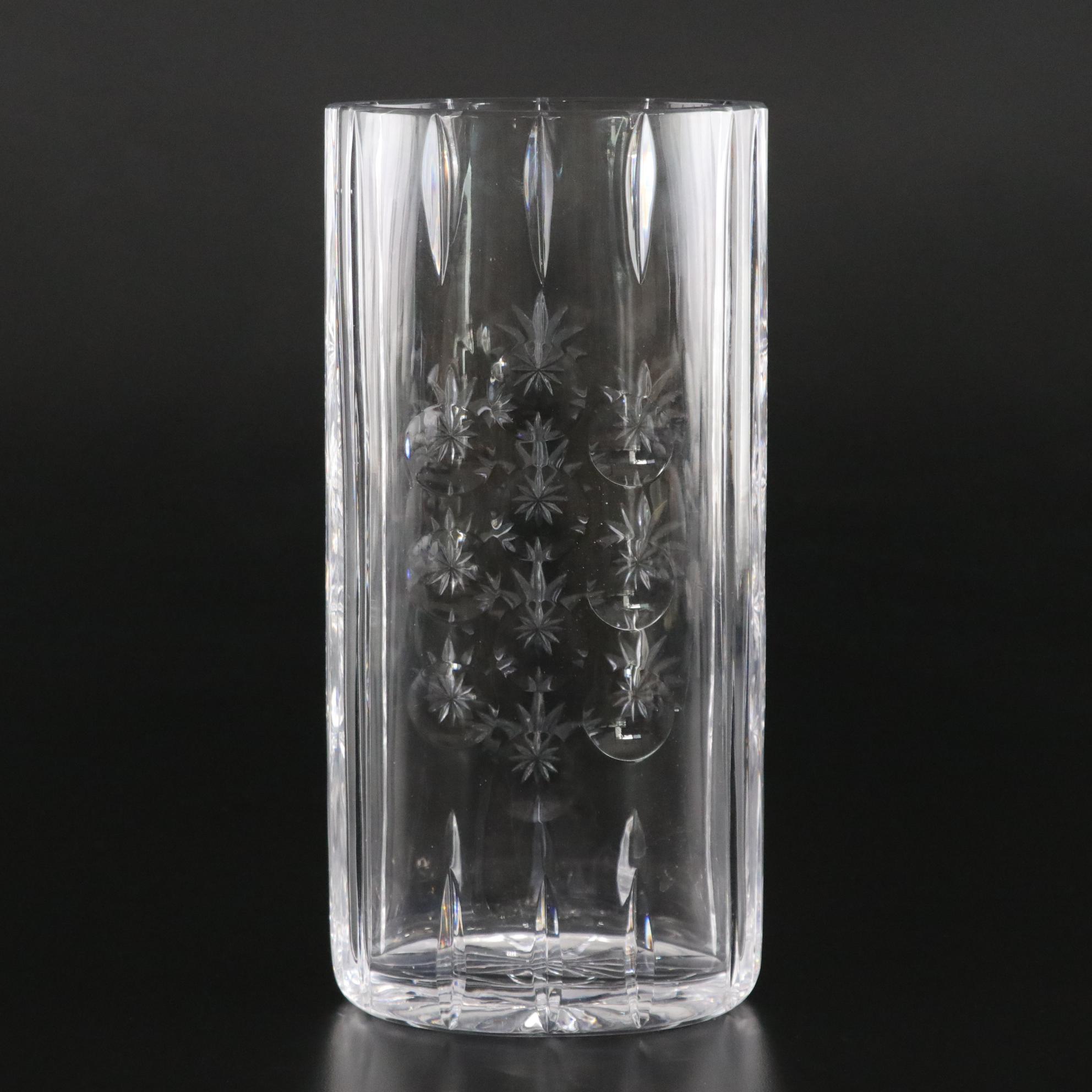 Baccarat Crystal Night Sky Motif Tall Oval Vase