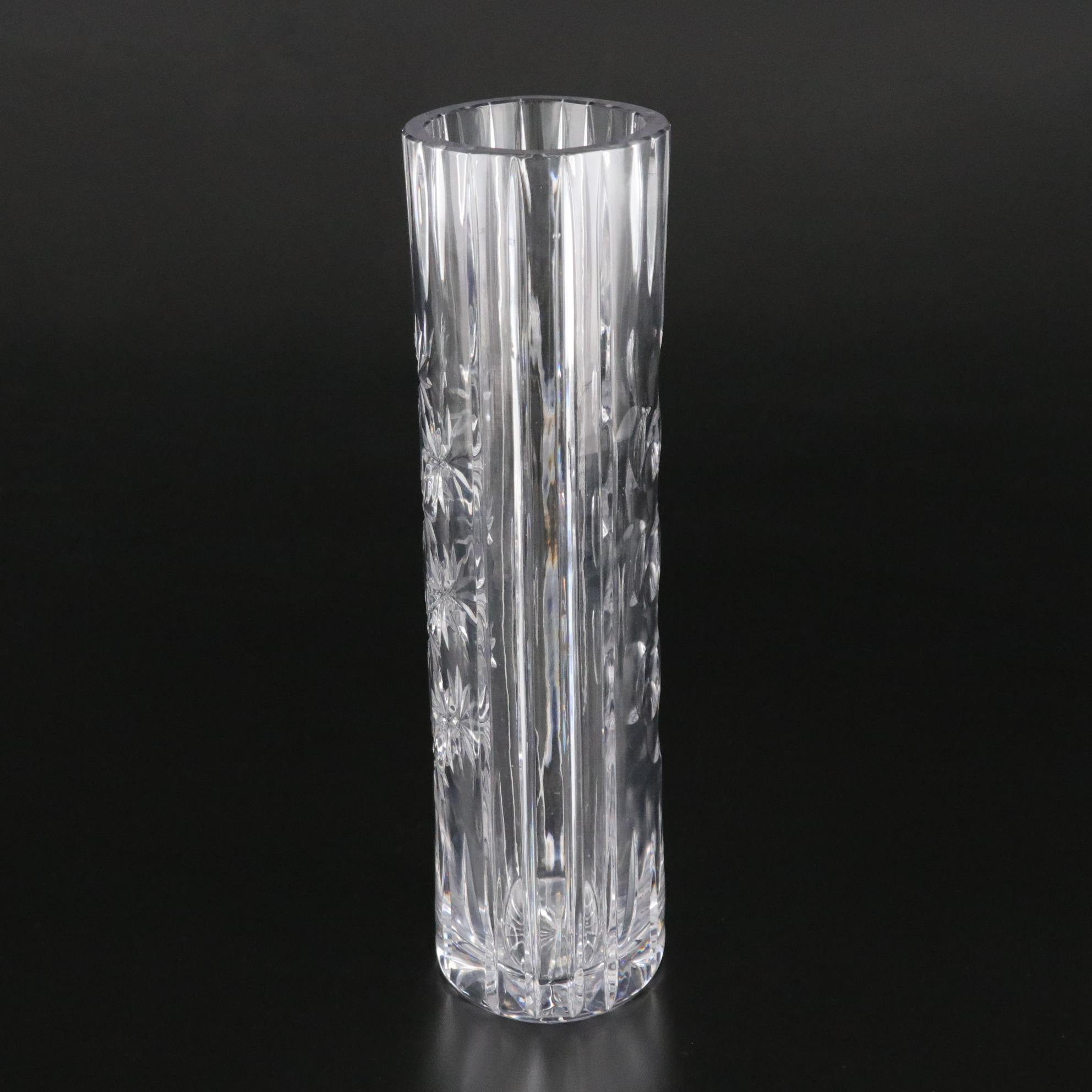 Baccarat Crystal Night Sky Motif Tall Oval Vase