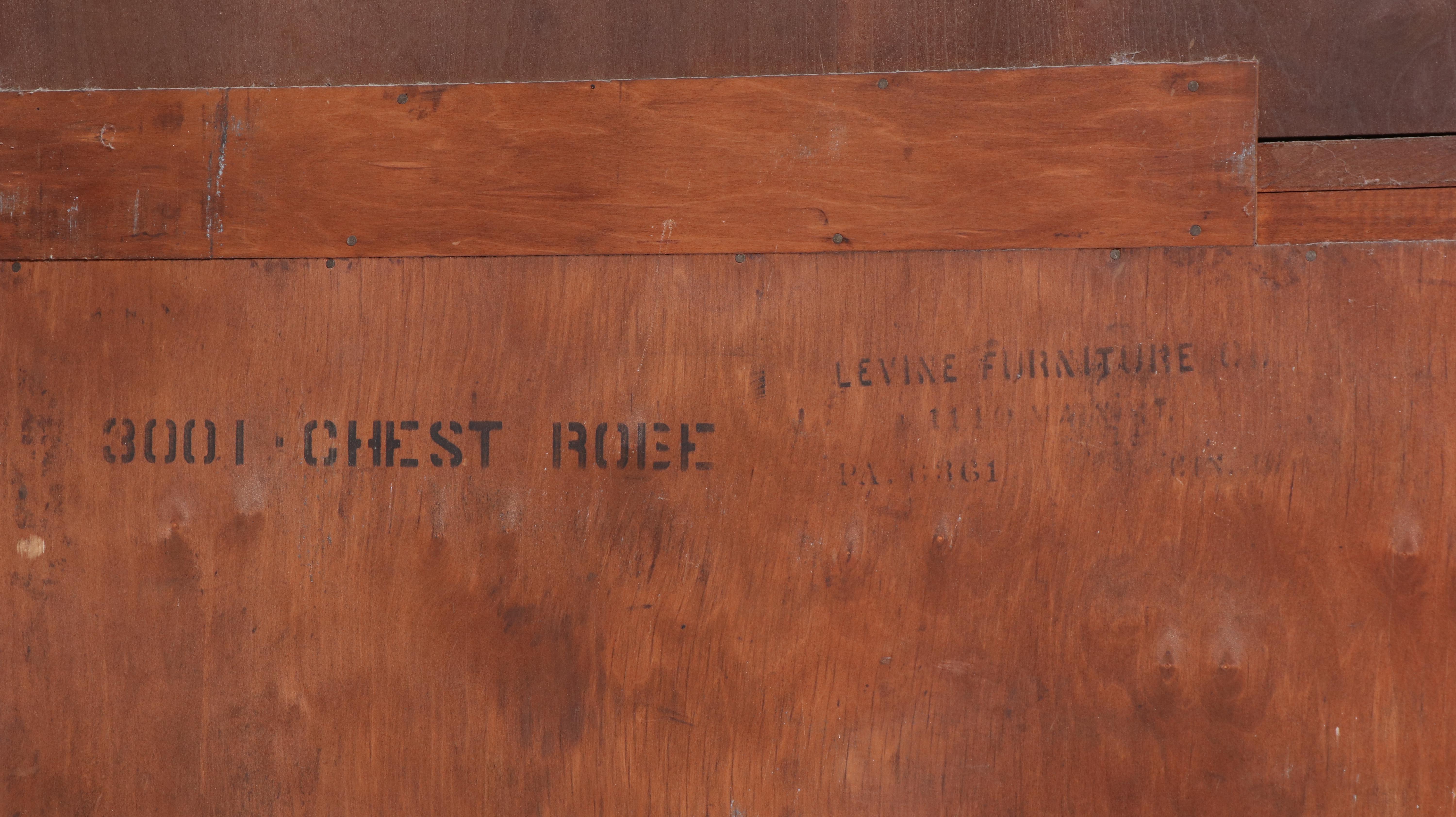 Jiranek Art Deco Walnut and Etched Glass Chifforobe with Secretary, Circa 1930