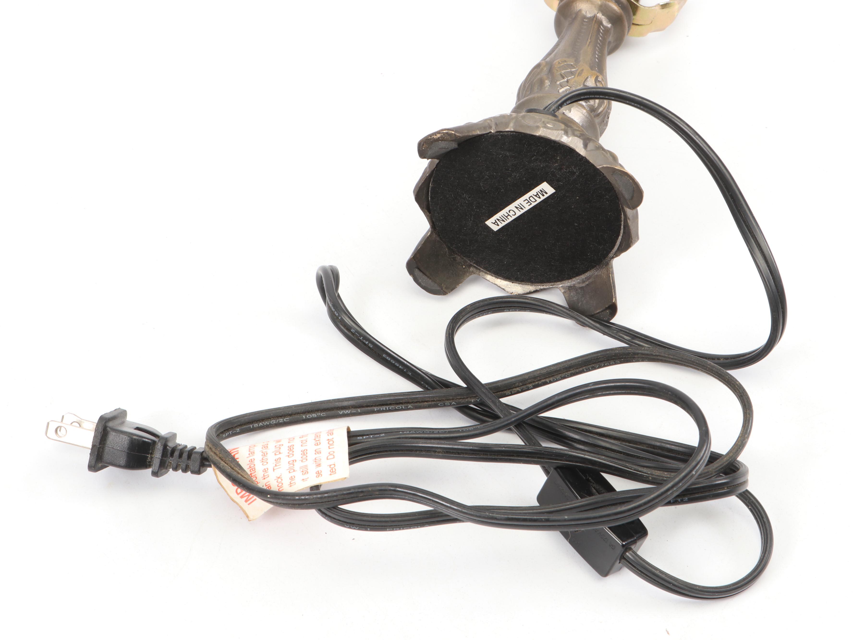 Cast Metal Table Lamp with Queen Elizabeth II Commemorative Magazine and Décor