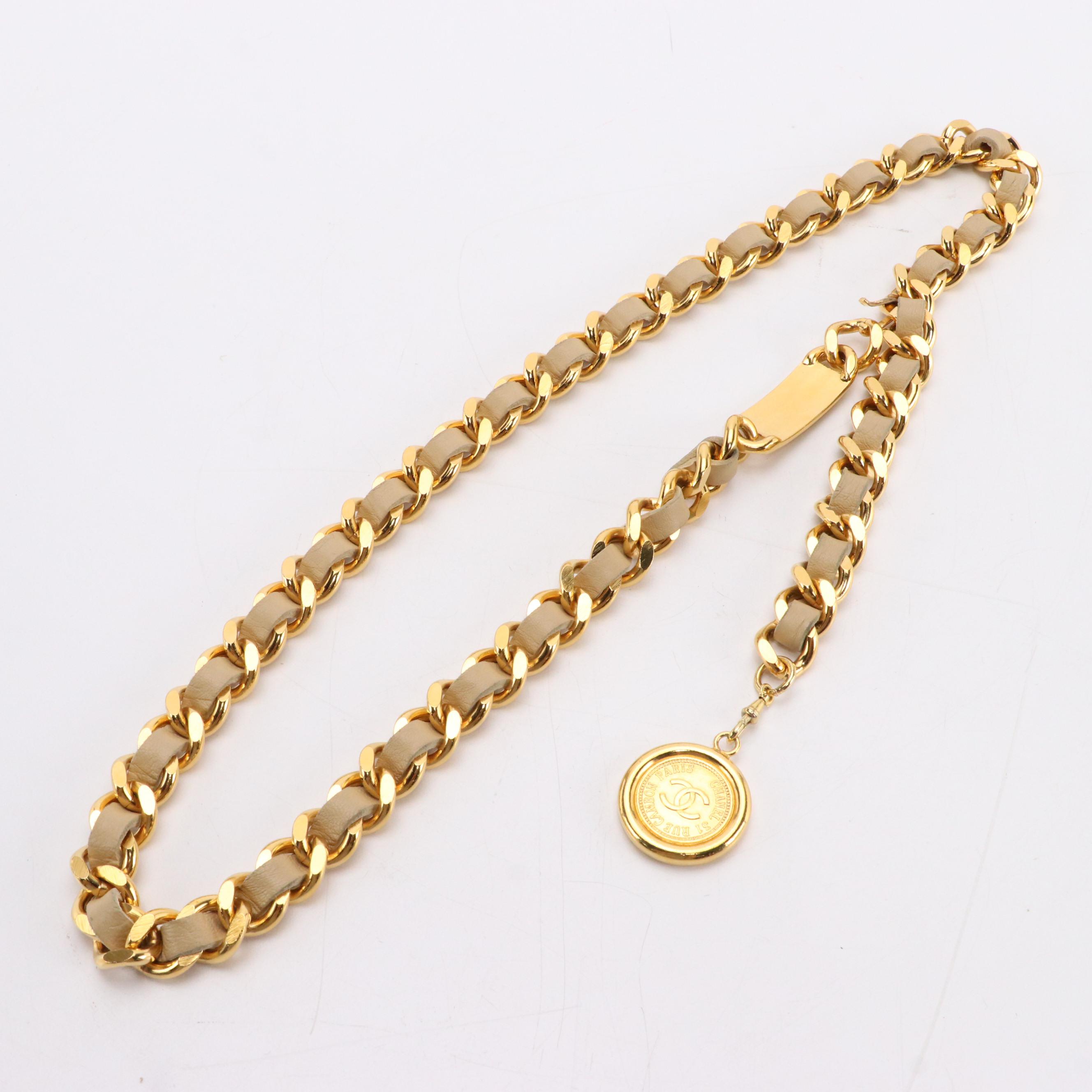 Chanel 31 Rue Cambon Medallion Interwoven Leather Chain Belt