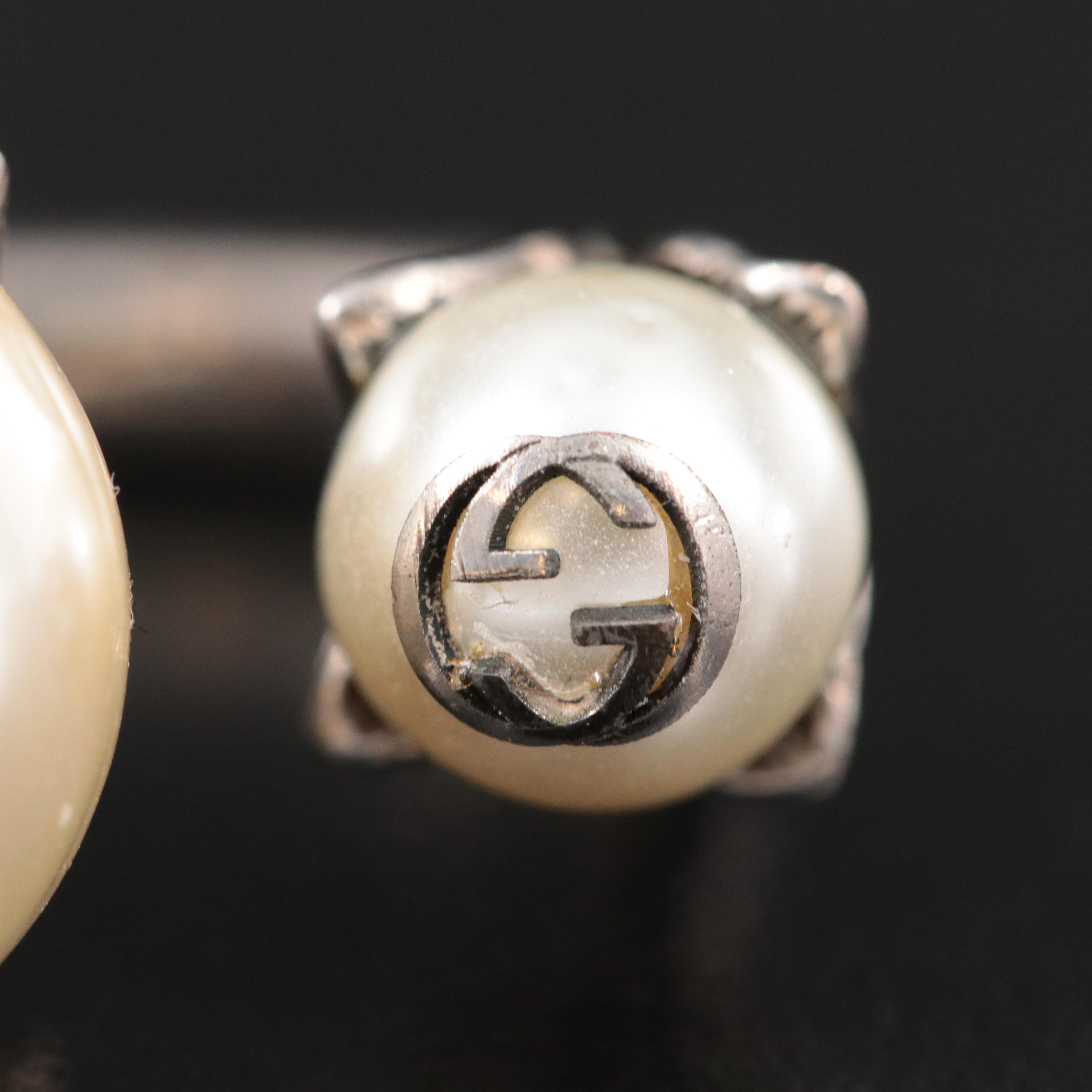 Gucci Faux Pearl Spike Feline Two Finger Ring