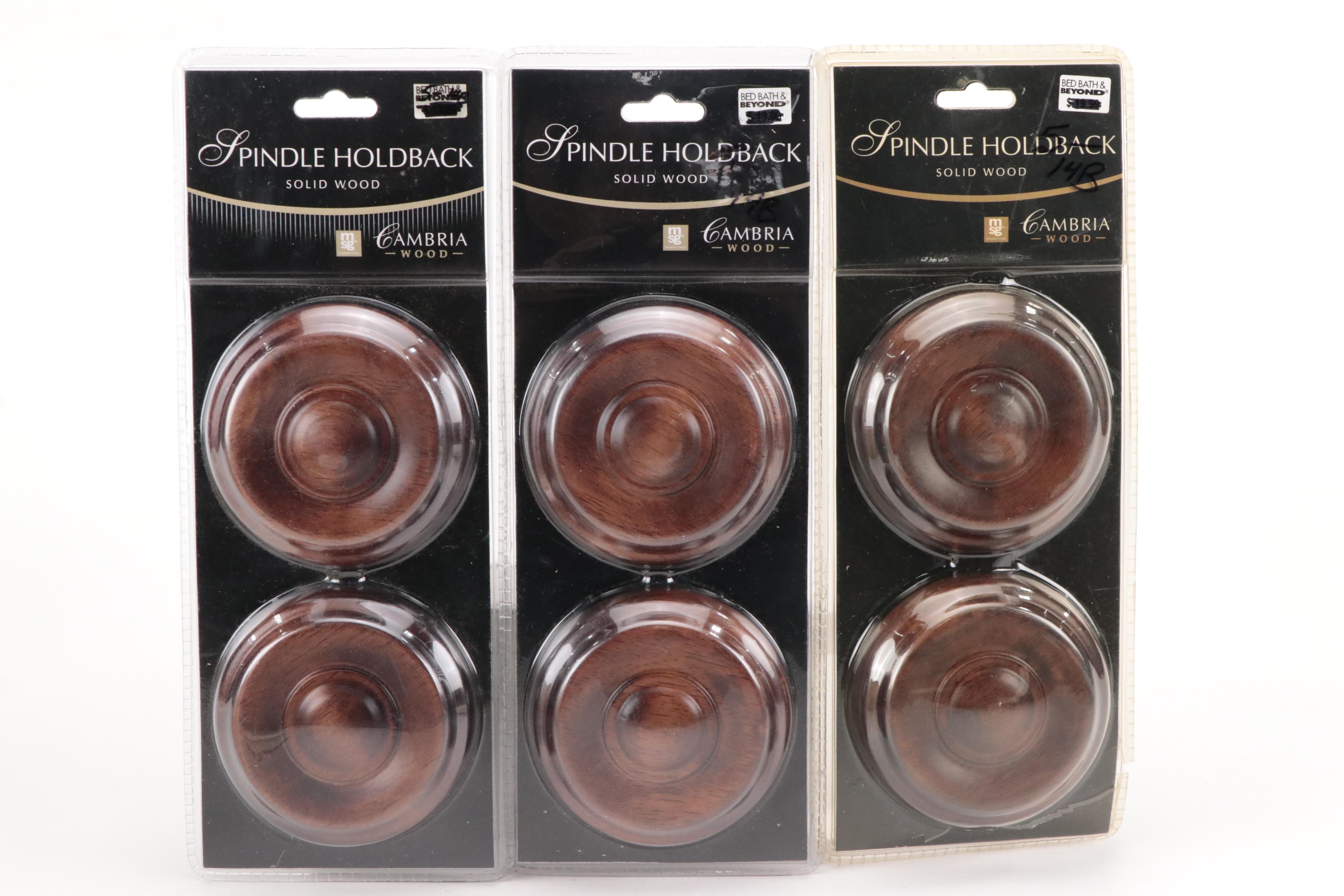 Wood Spindle Curtain Hold Back Hardware, Glass Light Shades and More Décor